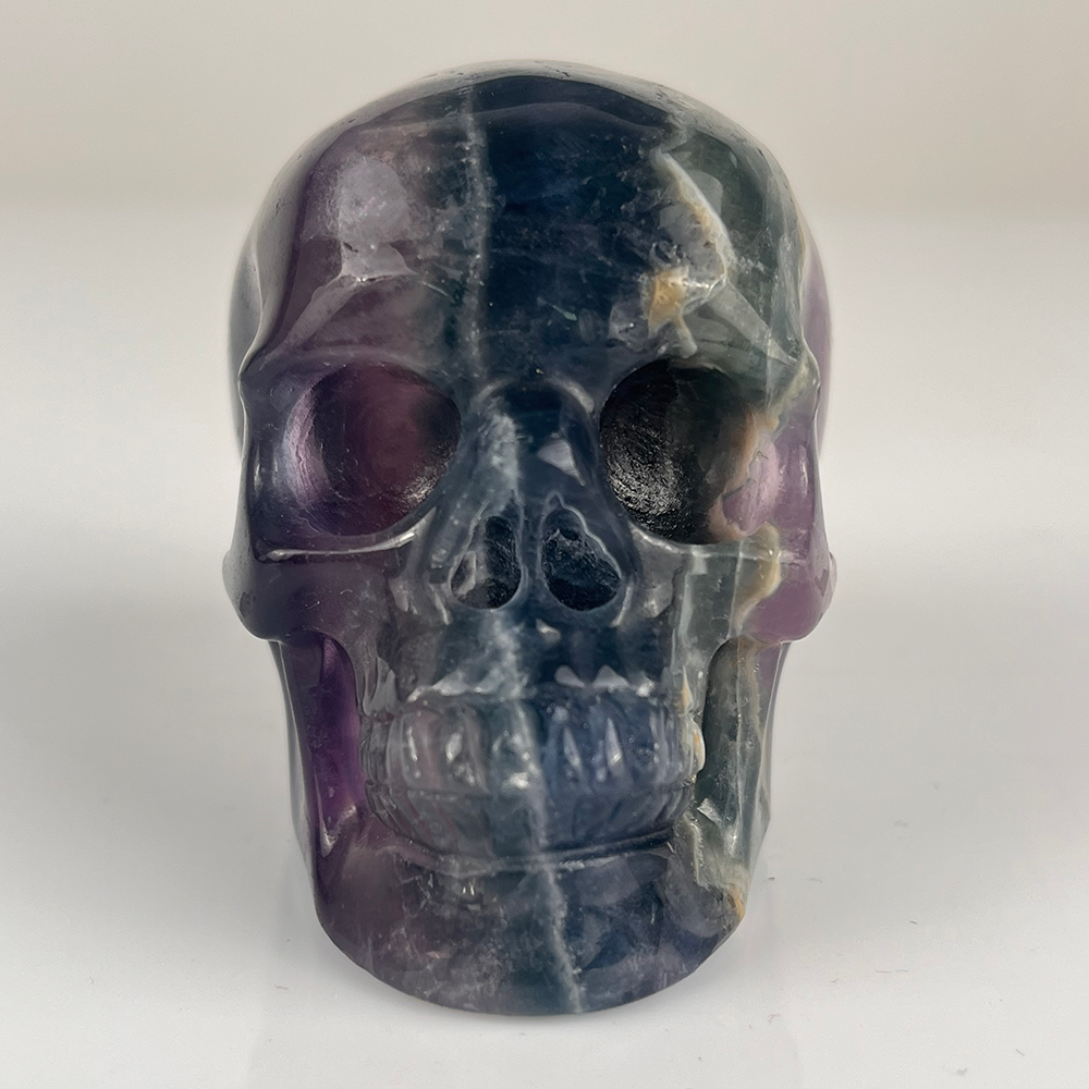 3 Inch Fluorite Crystal Skull – Hand Carved Natural Stone