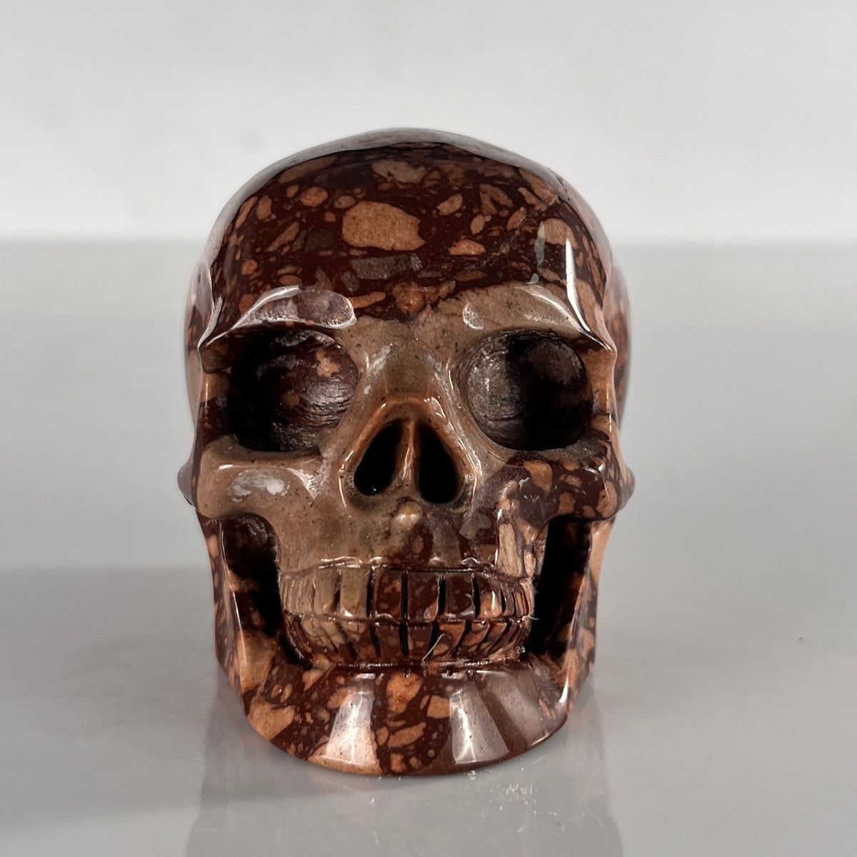 3" Brecciated Red Jasper Crystal Skull - Pattern B