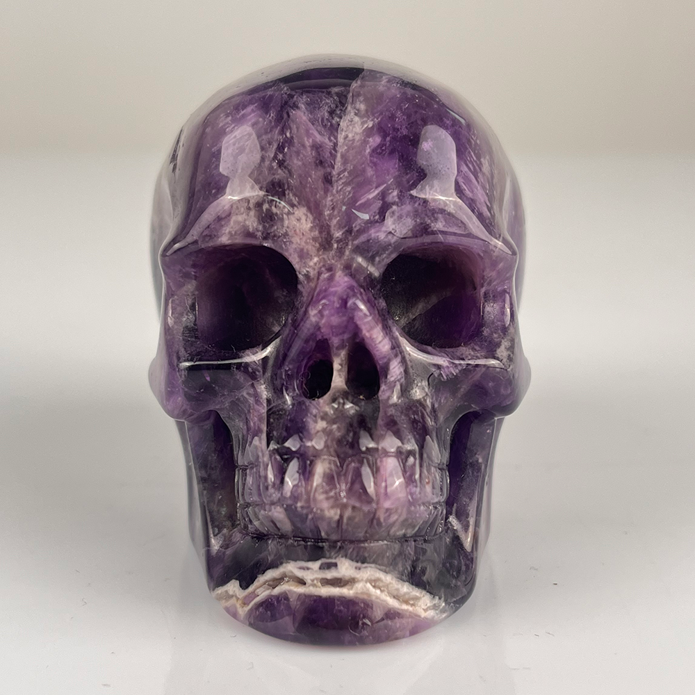 7,6 cm großer Amethyst-Kristallschädel – handgeschnitzter Heilstein