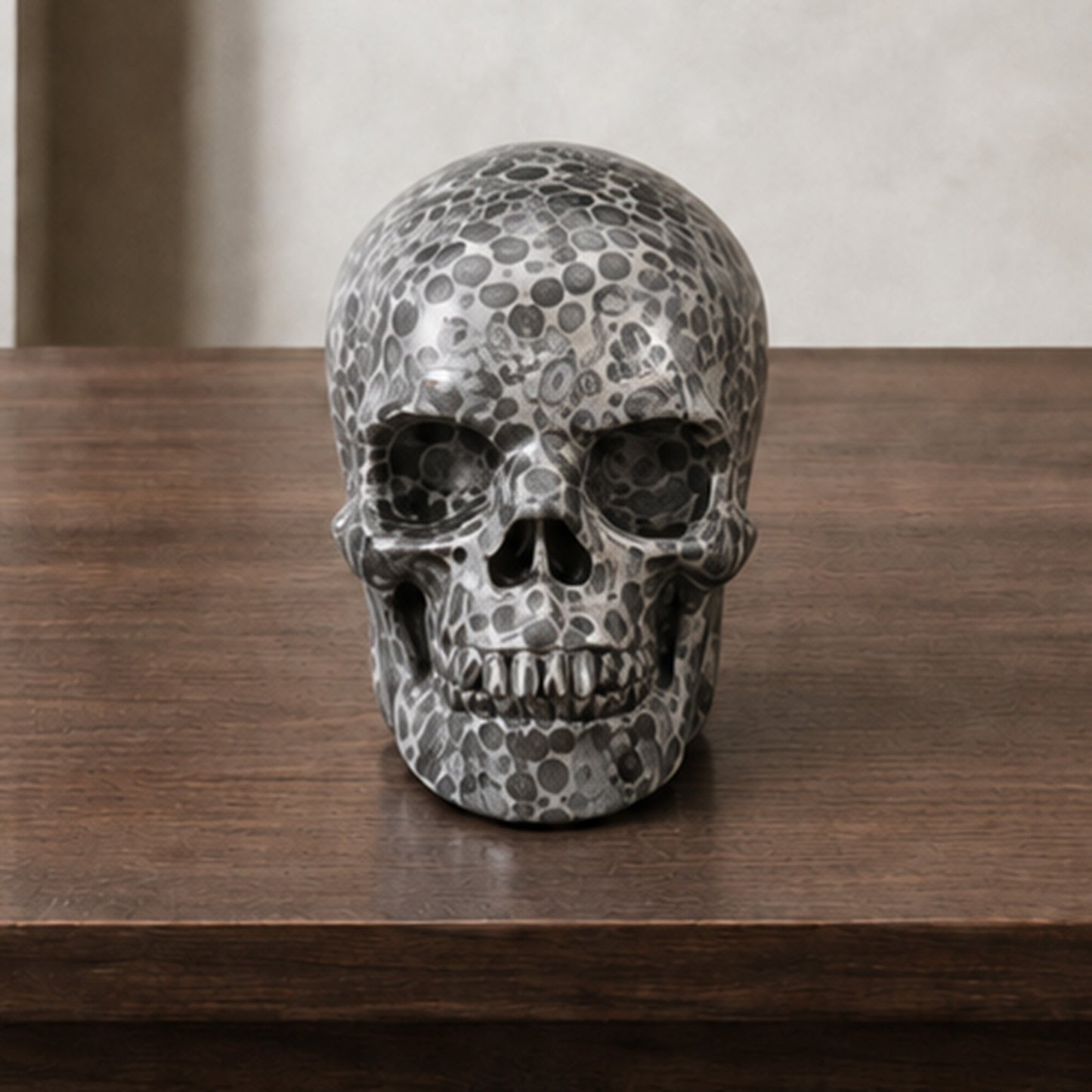 3 Inch Black Leopard Skin Jasper Crystal Skull – Hand Carved Natural Stone