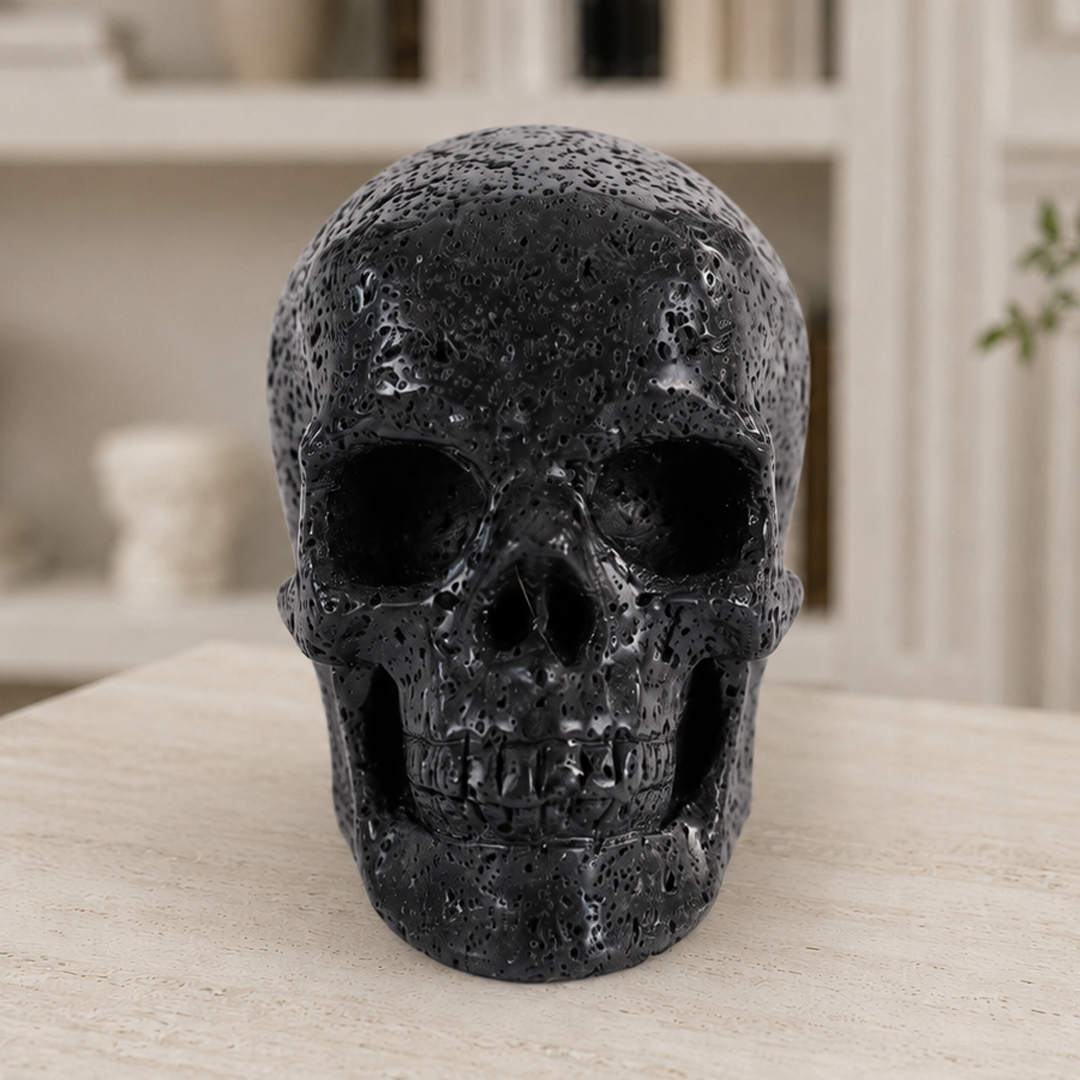 2 Inch Hot Lava Stone Skull – Hand Carved Natural Stone