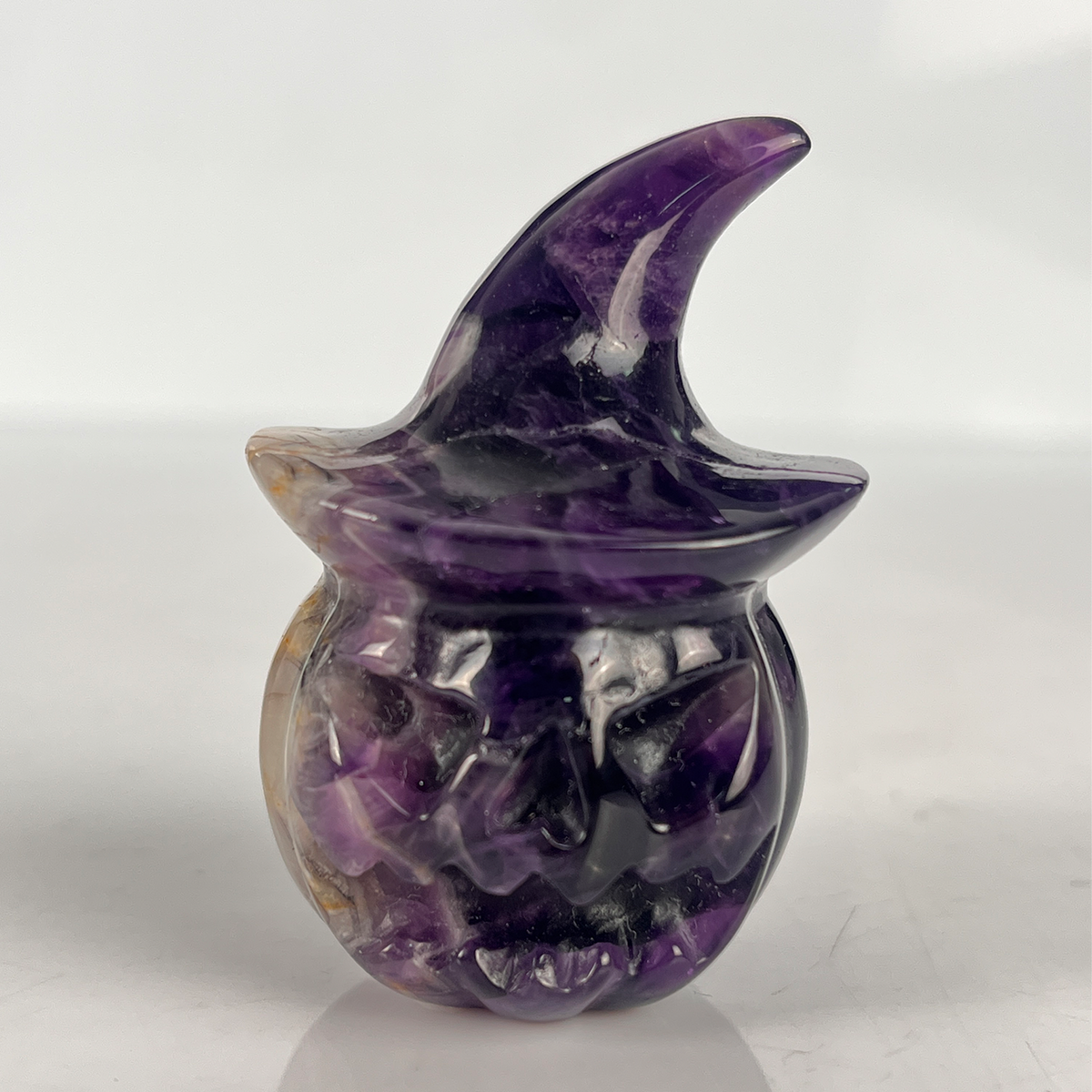2" Dream Amethyst Pumpkin Crystal Skull - Paterrn D