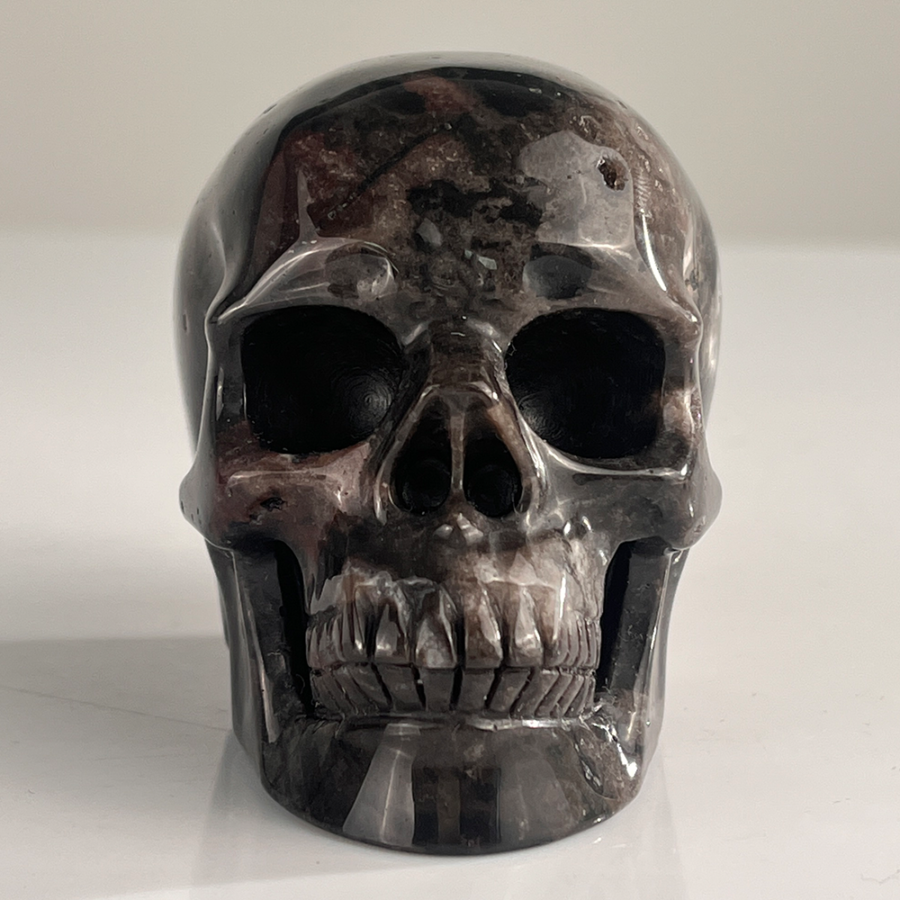 3" Red Crazy Lace Agate Crystal Skull - Pattern D