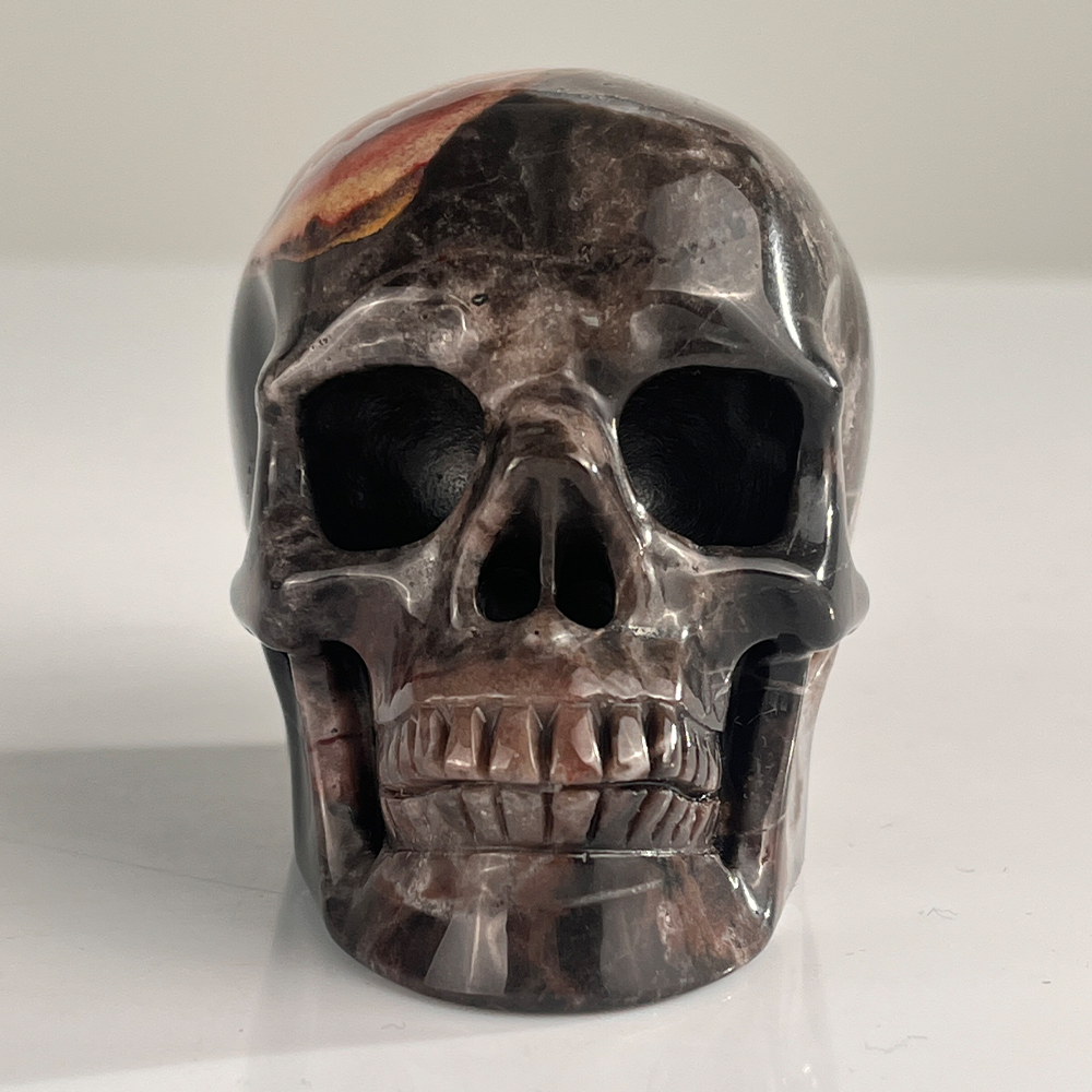 3" Red Crazy Lace Agate Crystal Skull - Pattern E