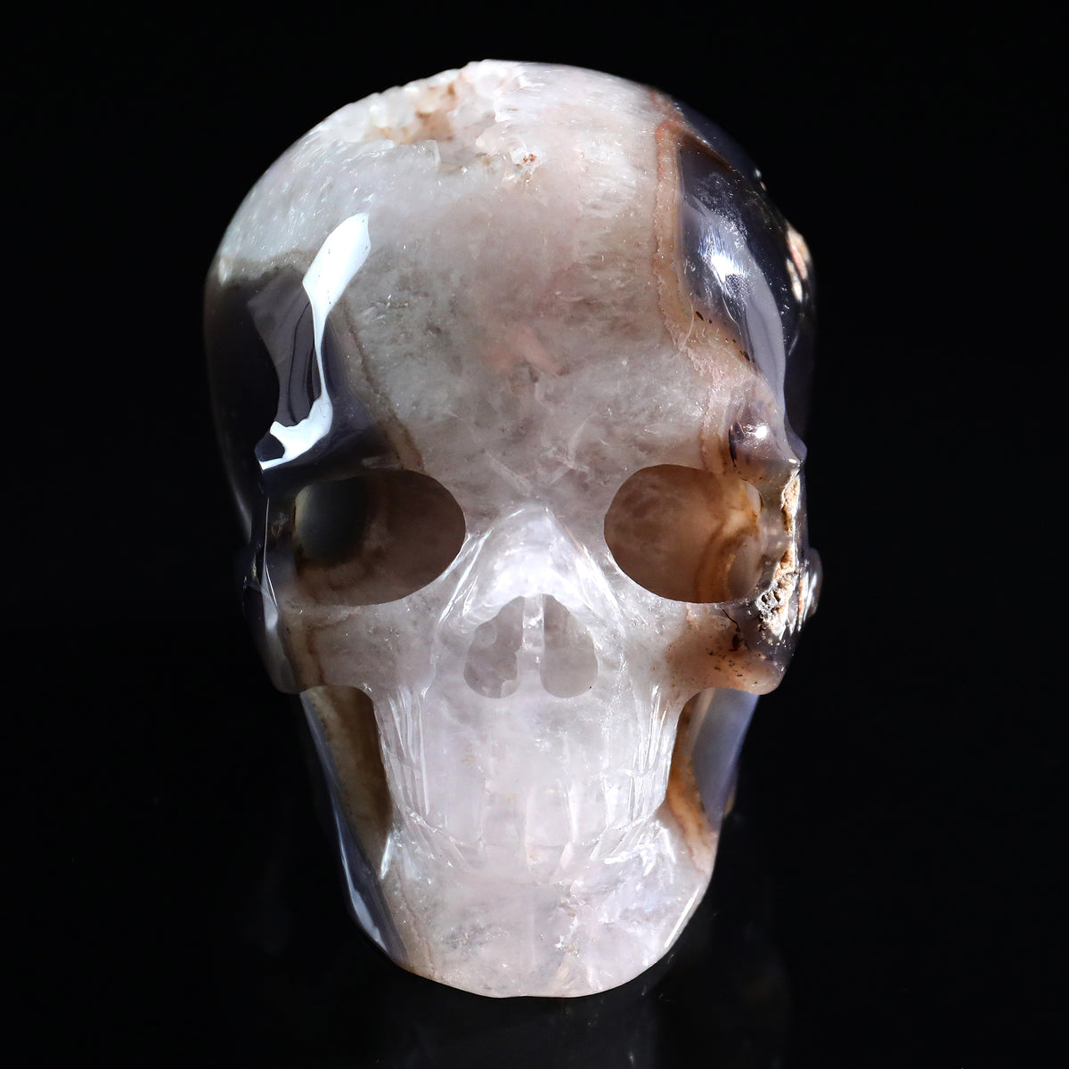 ‘Organic Mindscape’ - Agate Skull with Raw Geode Pocket · Specimen No. 34