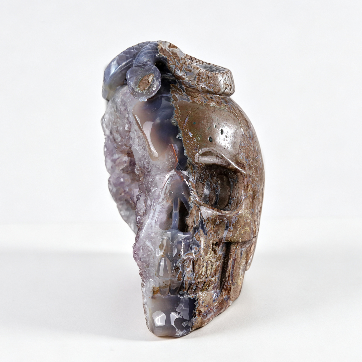 ‘Serpent’s Sanctuary’ - Amethyst Geode Skull with Serpent · Specimen No. 14
