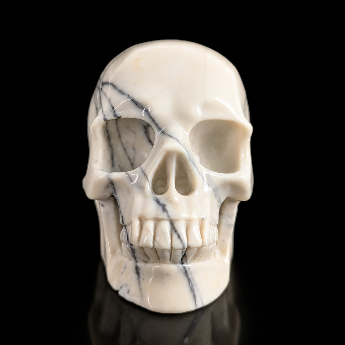 4.5" Ivory Jade Crystal Skull - Pattern B