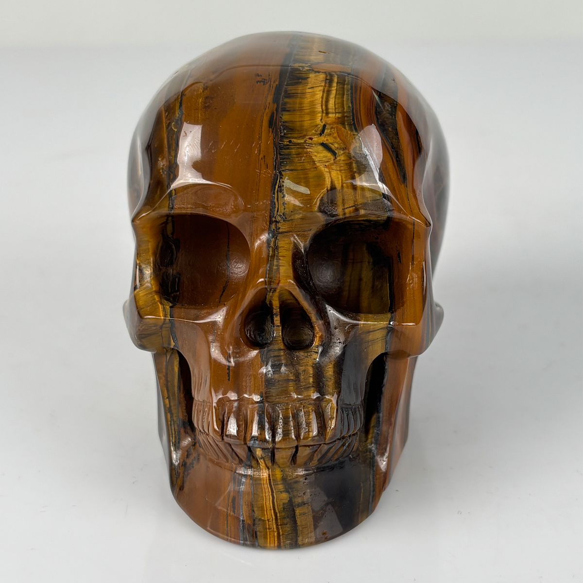 4.5" Tiger Eye Crystal Skull - Pattern B