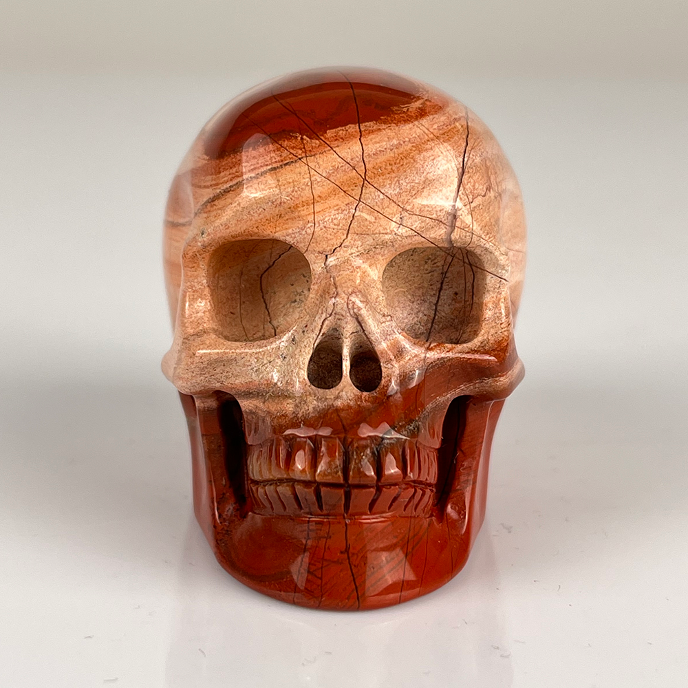 2 Zoll großer Totenkopf aus rotem Jaspiskristall