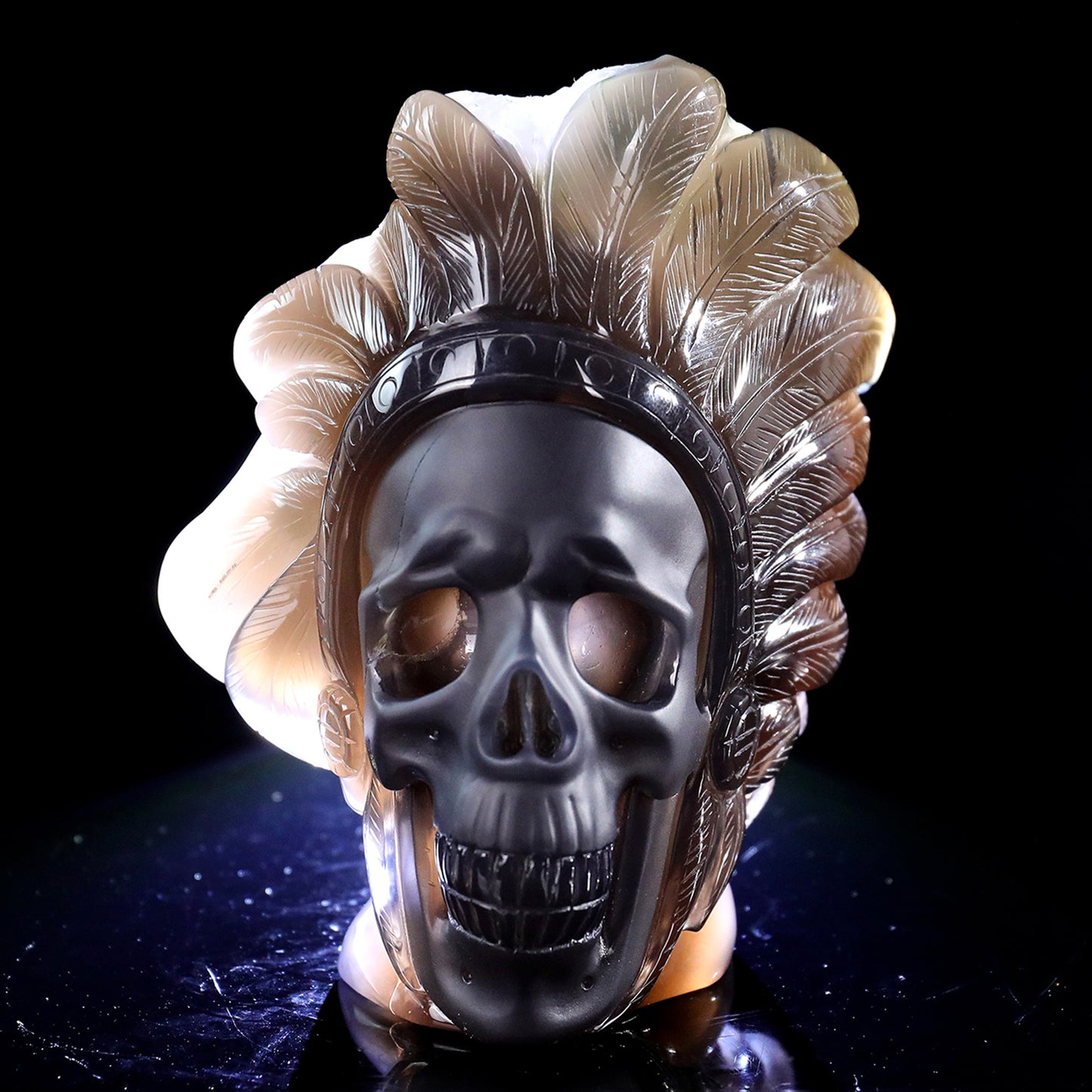 ‘The Chieftain’ - Amethyst Cluster Warbonet Skull · Specimen No. 26
