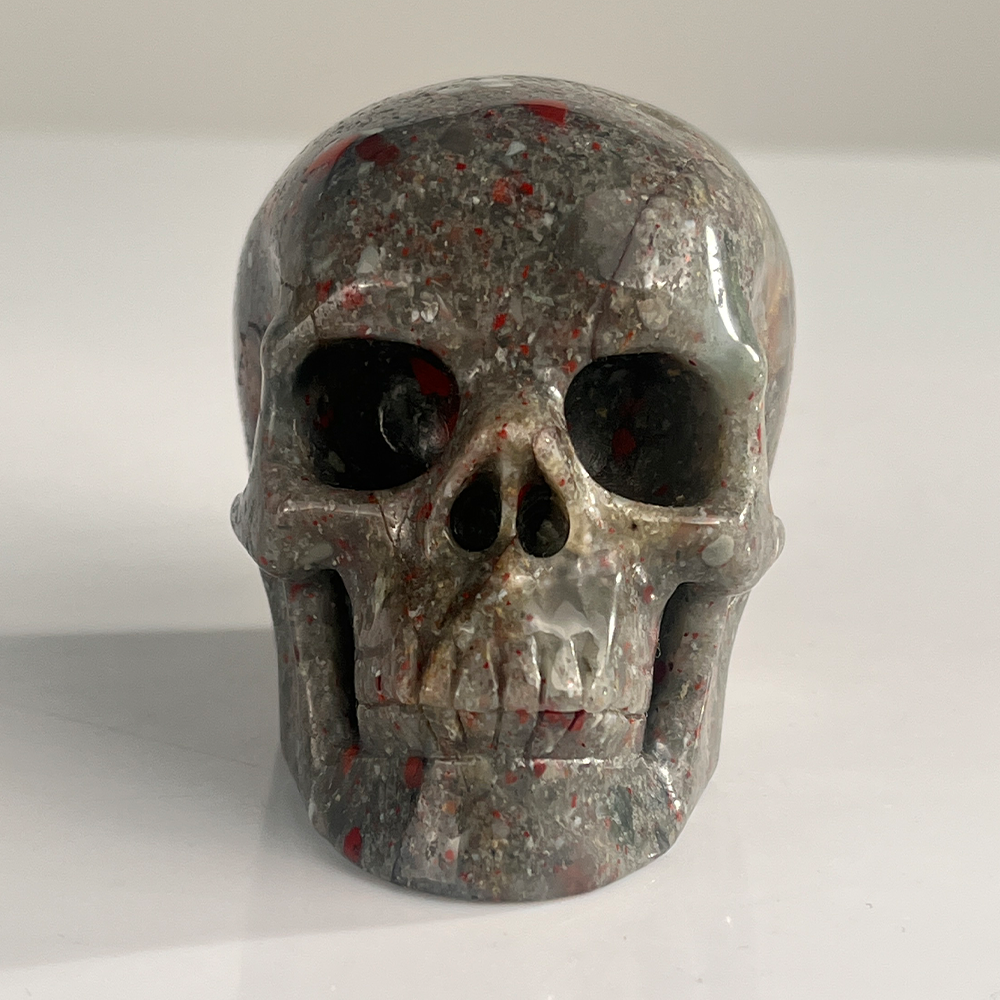3" African Bloodstone Crystal Skull - Pattern A