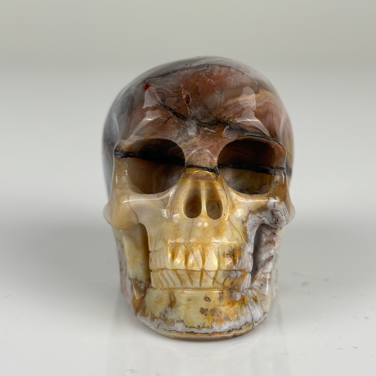 2 Inch Red Crazy Lace Agate Crystal Skull – Mini Gemstone Skull