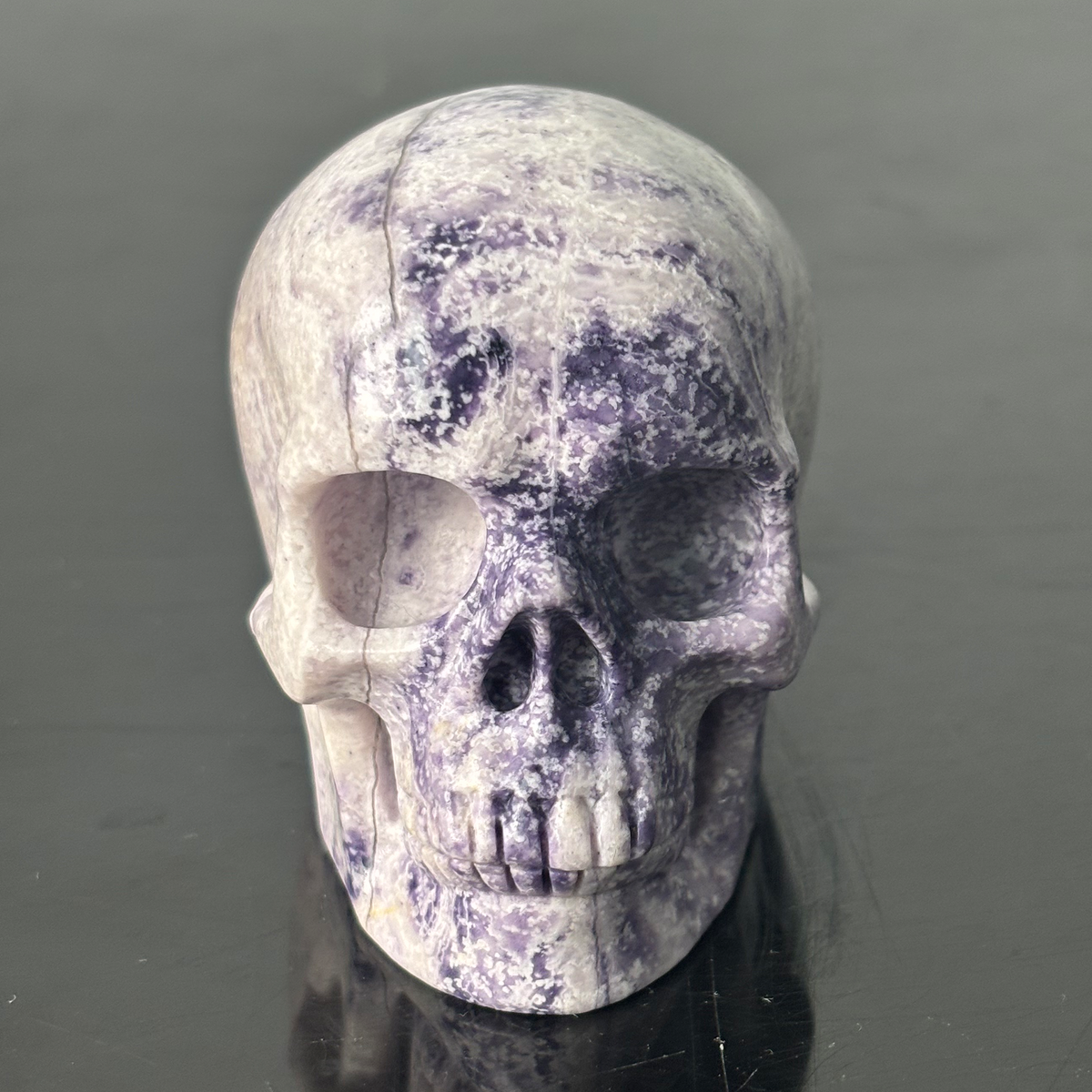 3" Purple Peacock Stone Crystal Skull - Pattern B