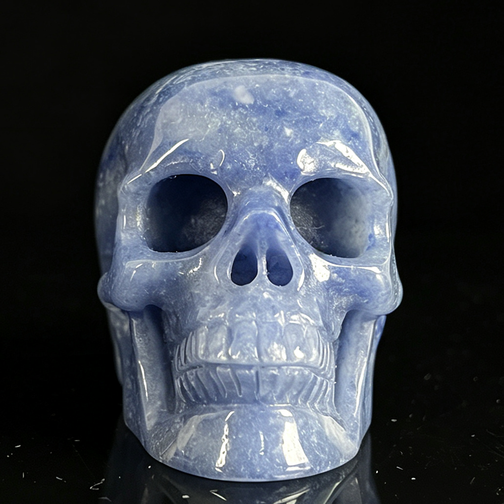 2" Blue Aventurine Crystal Skull - Pattern F