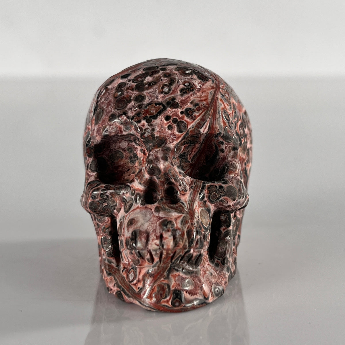 2" Red Leopard Skin Jasper Crystal Skull - Pattern A