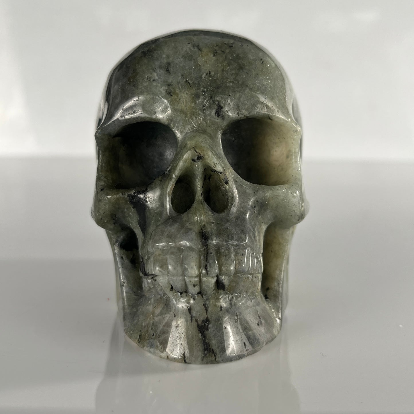 4.5 Inch Grey Labradorite Crystal Skull – Hand Carved Natural Stone