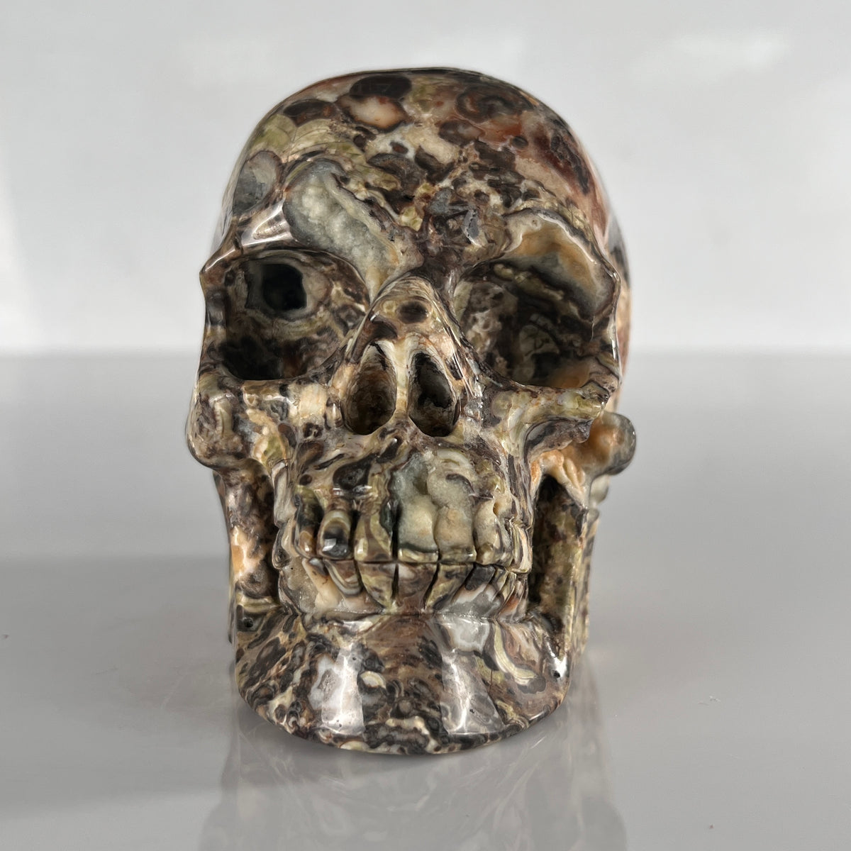 4.5" Money Agate Crystal Skull - Pattern B
