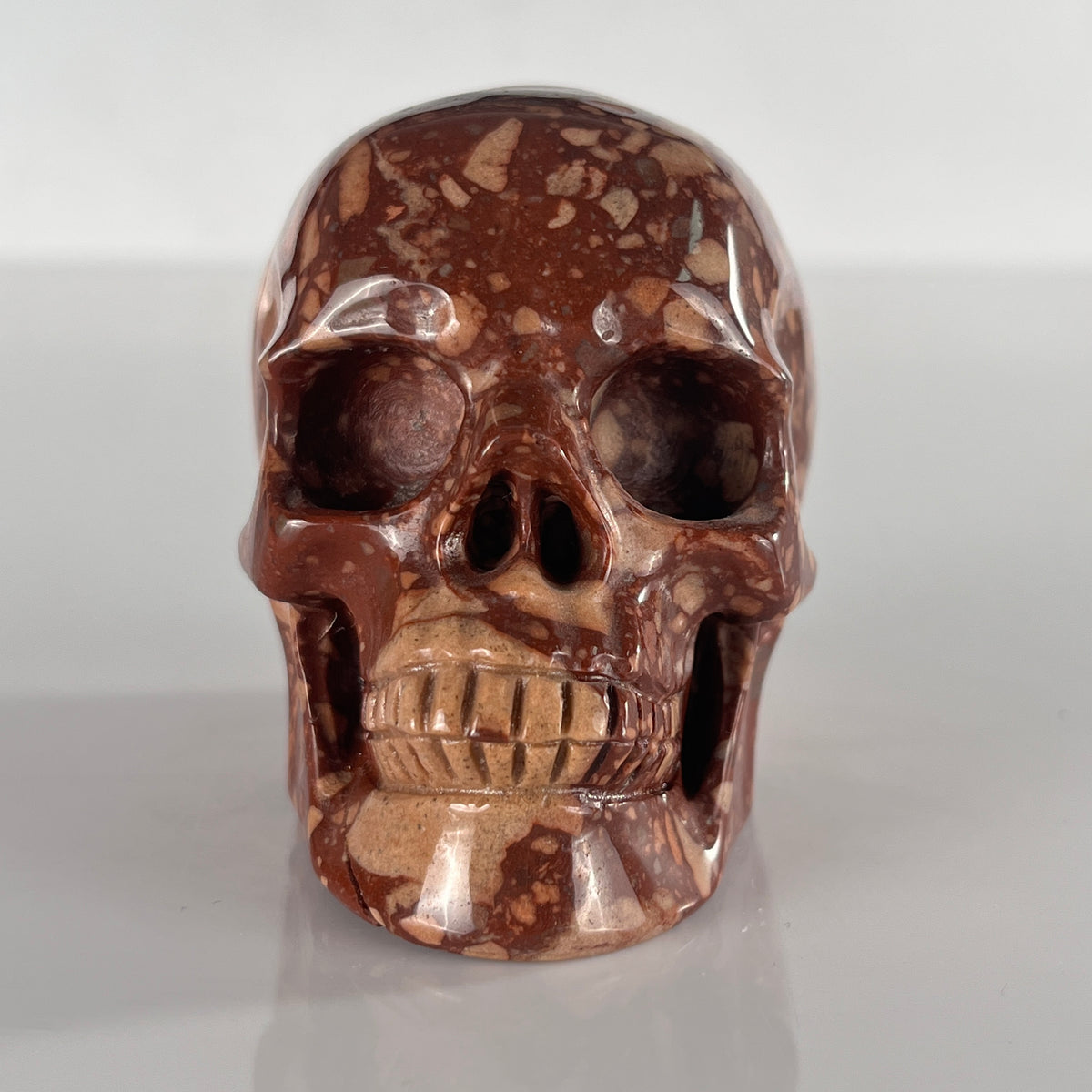 3" Brecciated Red Jasper Crystal Skull - Pattern A