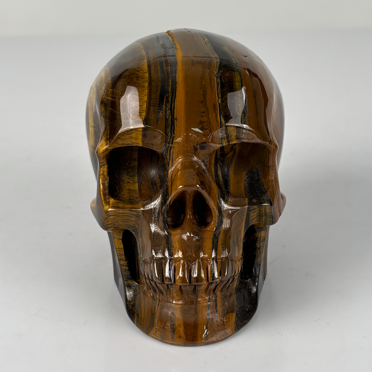 4.5" Tiger Eye Crystal Skull - Pattern A