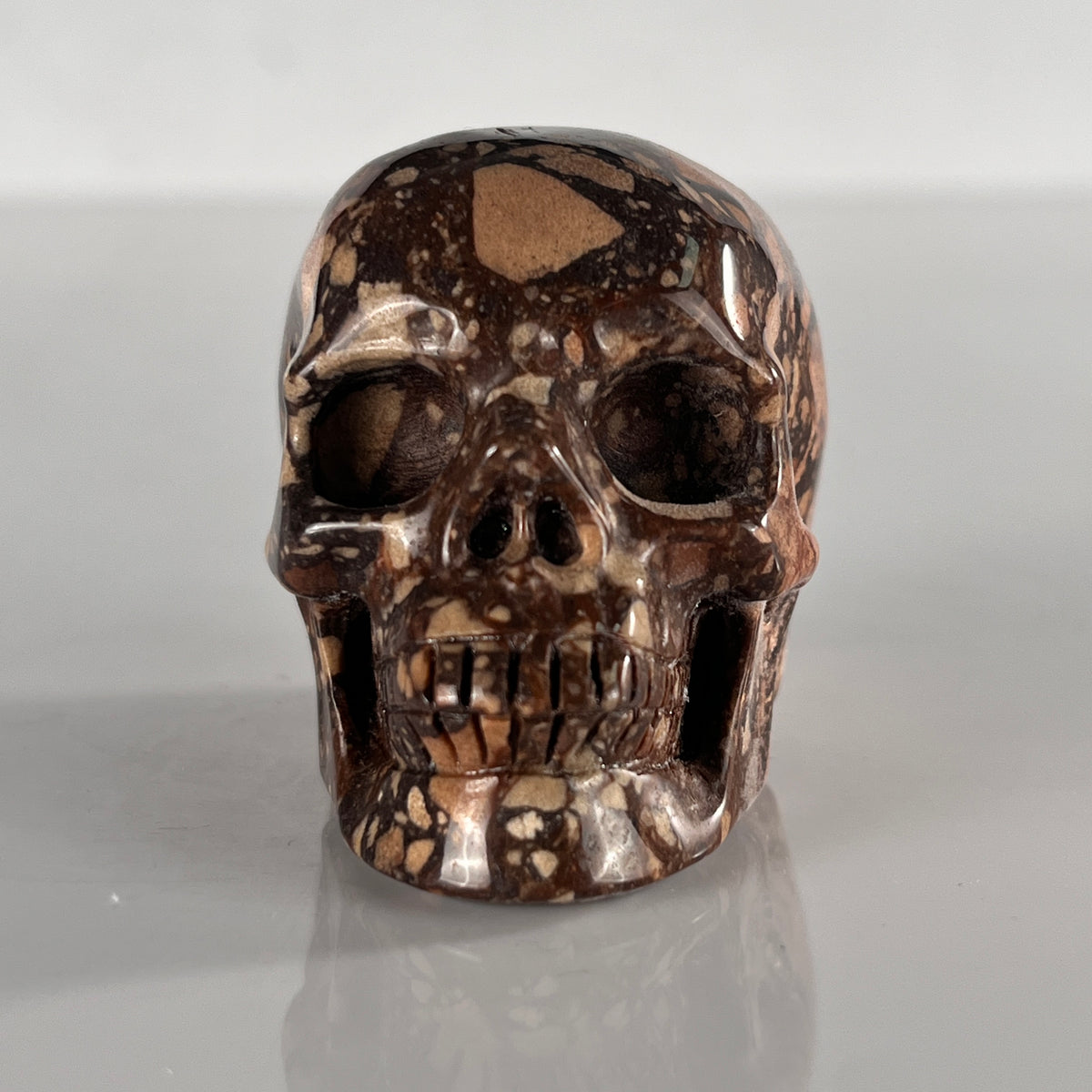 2" Brecciated Red Jasper Crystal Skull - Pattern A