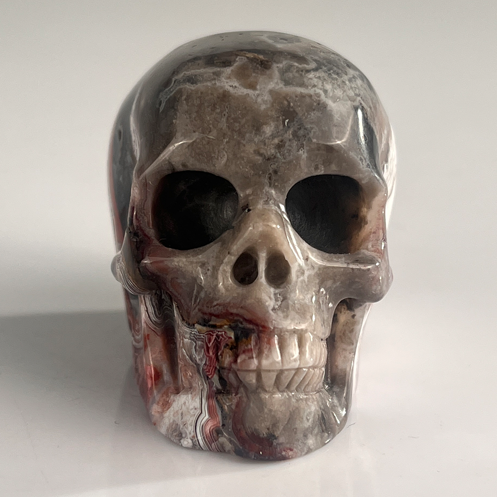 2 Inch Red Crazy Lace Agate Crystal Skull – Mini Gemstone Skull