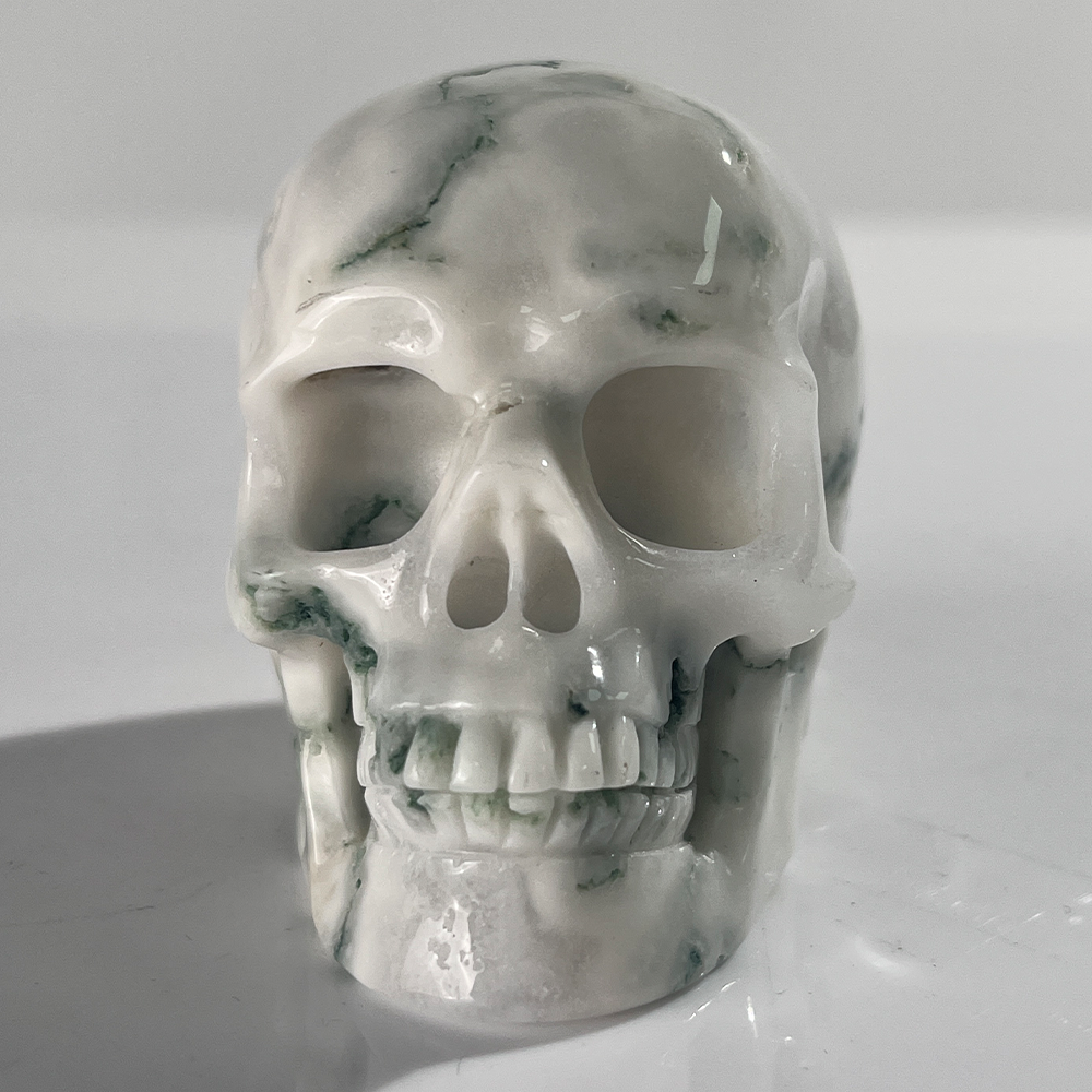 3" Moss Agate Crystal Skull - Pattern B