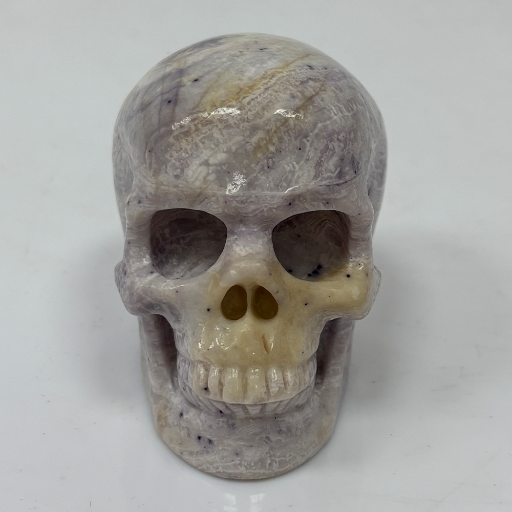 3" Purple Peacock Stone Crystal Skull - Pattern F