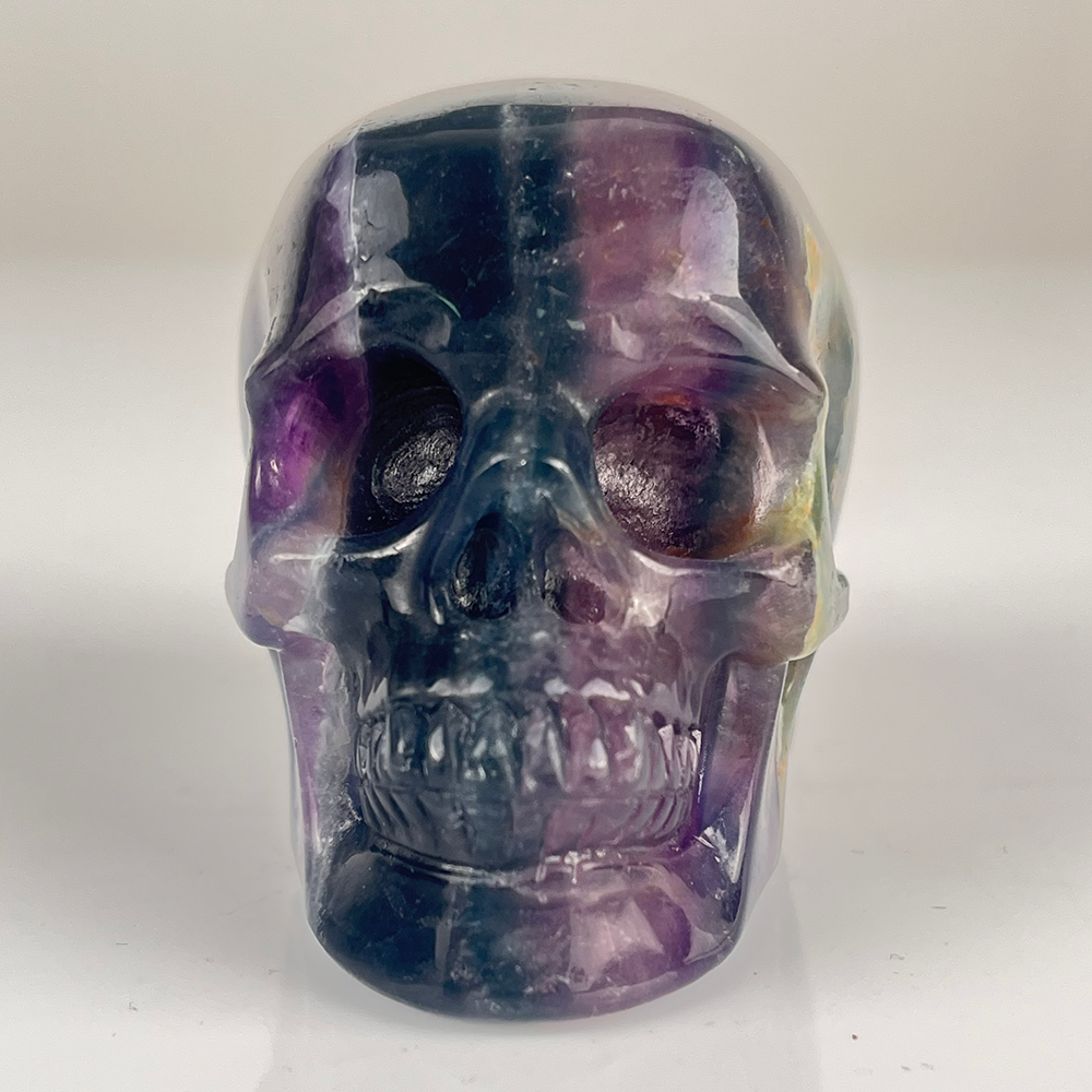 3 Inch Fluorite Crystal Skull – Hand Carved Natural Stone