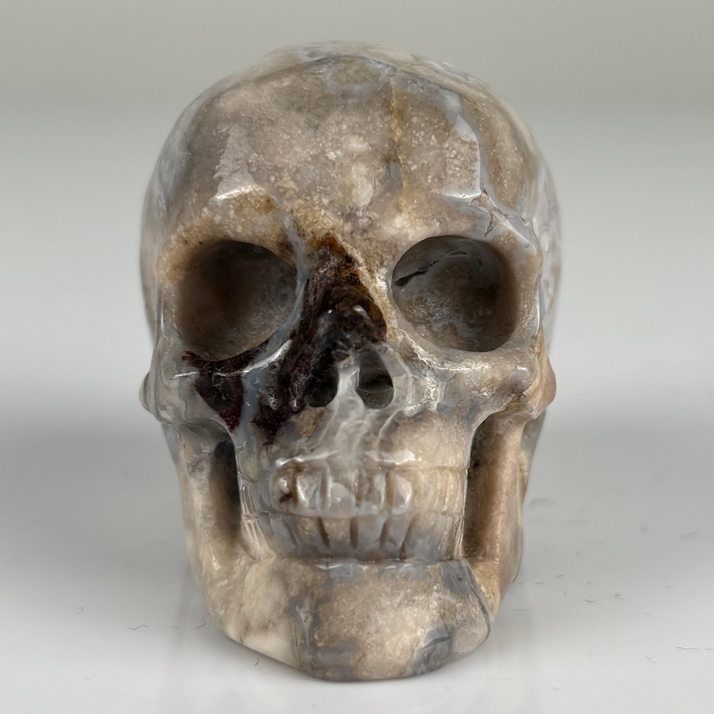 2 Inch Blue Flower Agate Crystal Skull – Mini Gemstone Skull