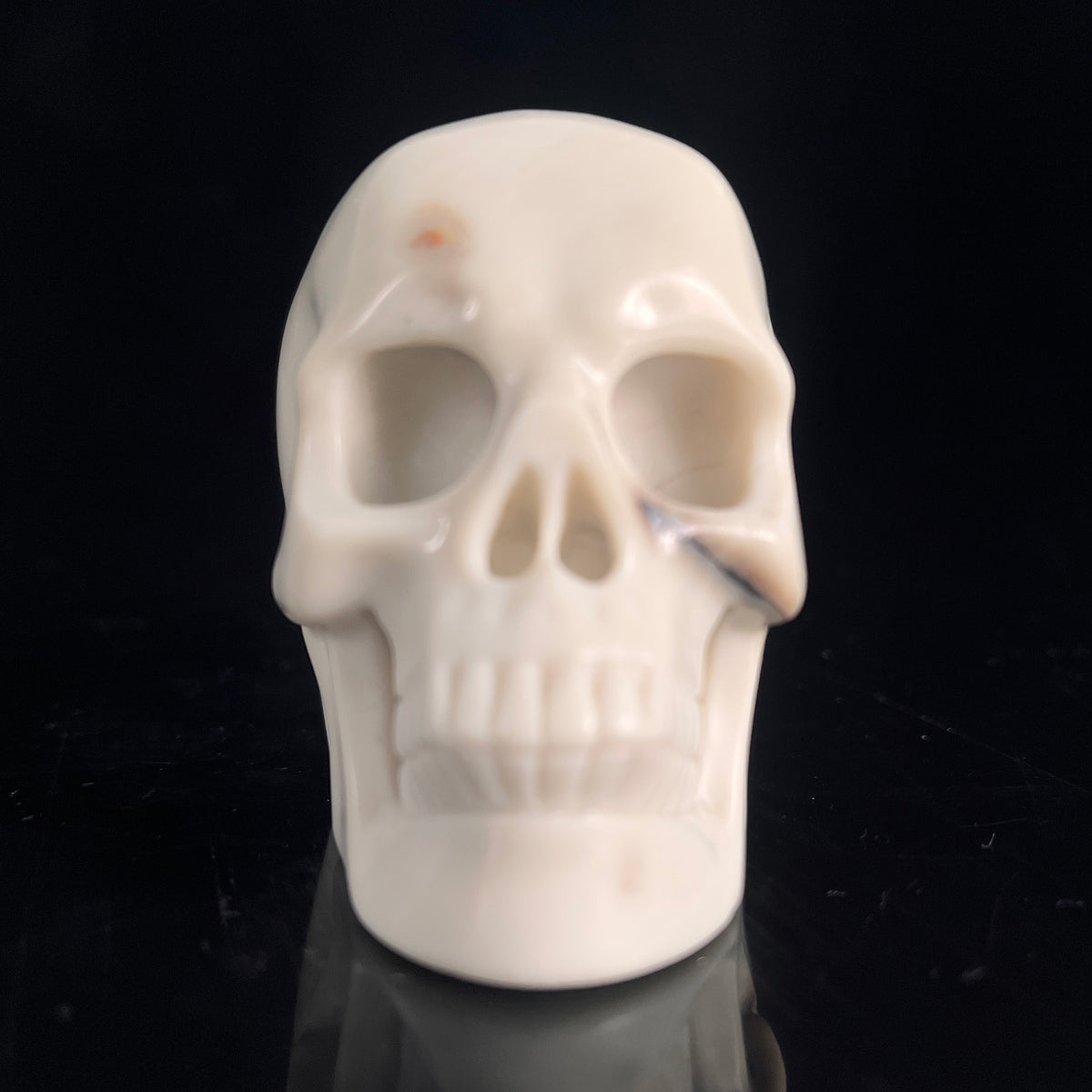 3" Ivory Jade Crystal Skull - Pattern B