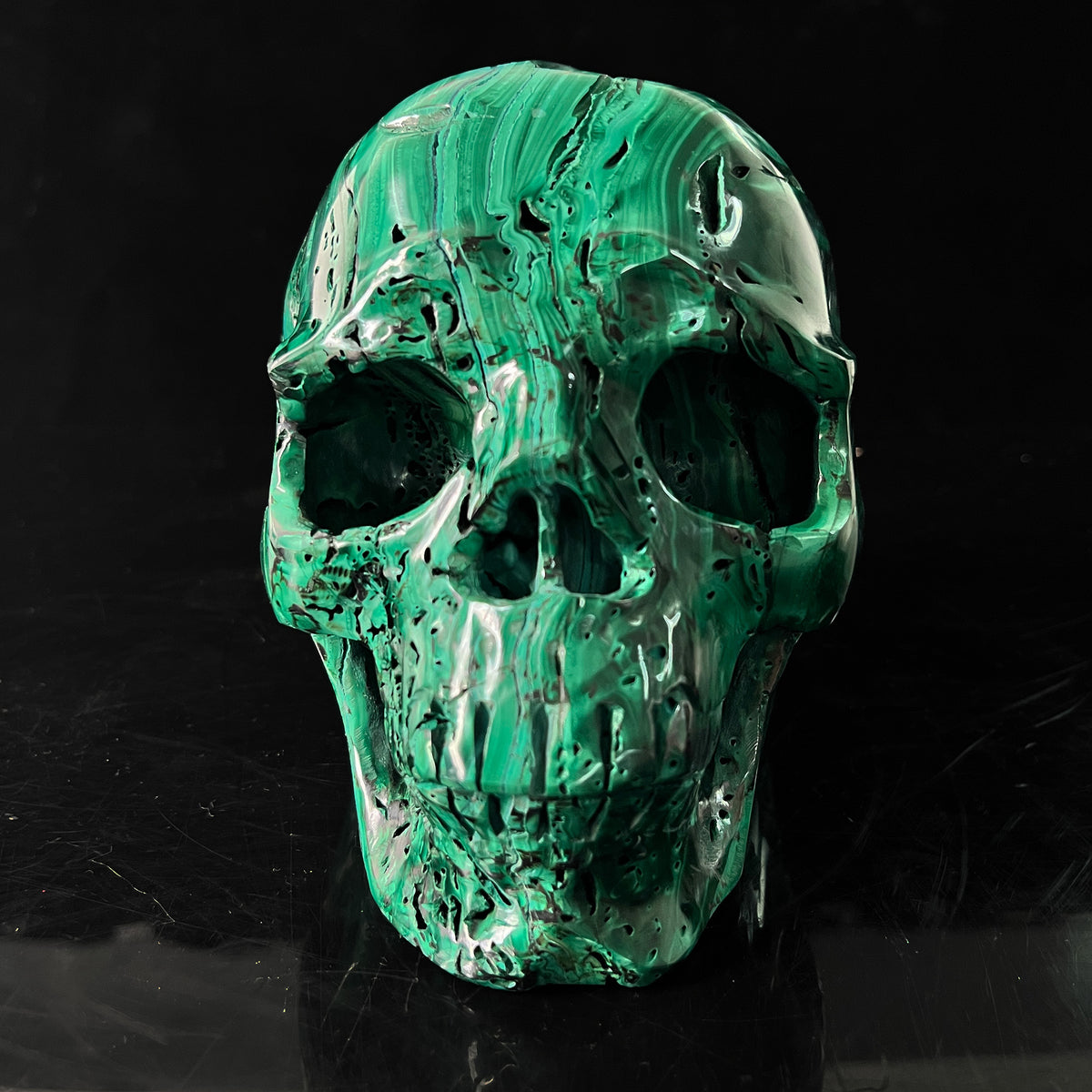 6.4" Malachite Crystal Skull