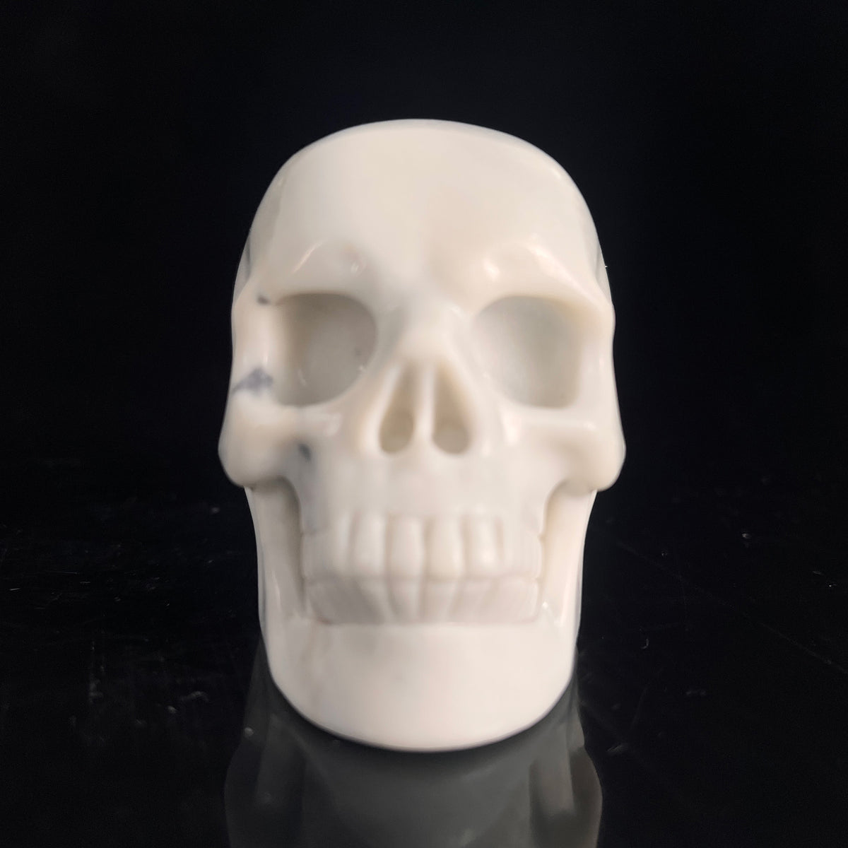 3" Ivory Jade Crystal Skull - Pattern C