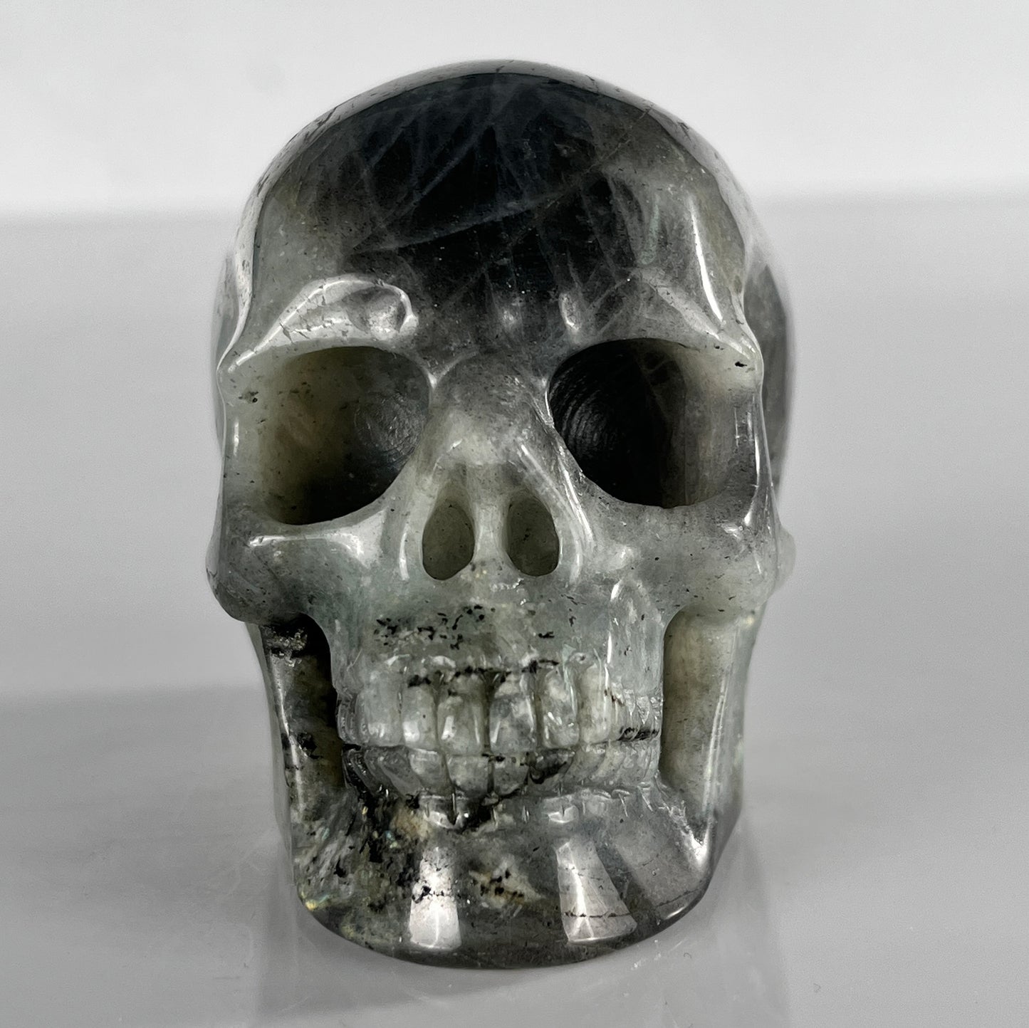 3 Inch Grey Labradorite Crystal Skull – Hand Carved Natural Stone