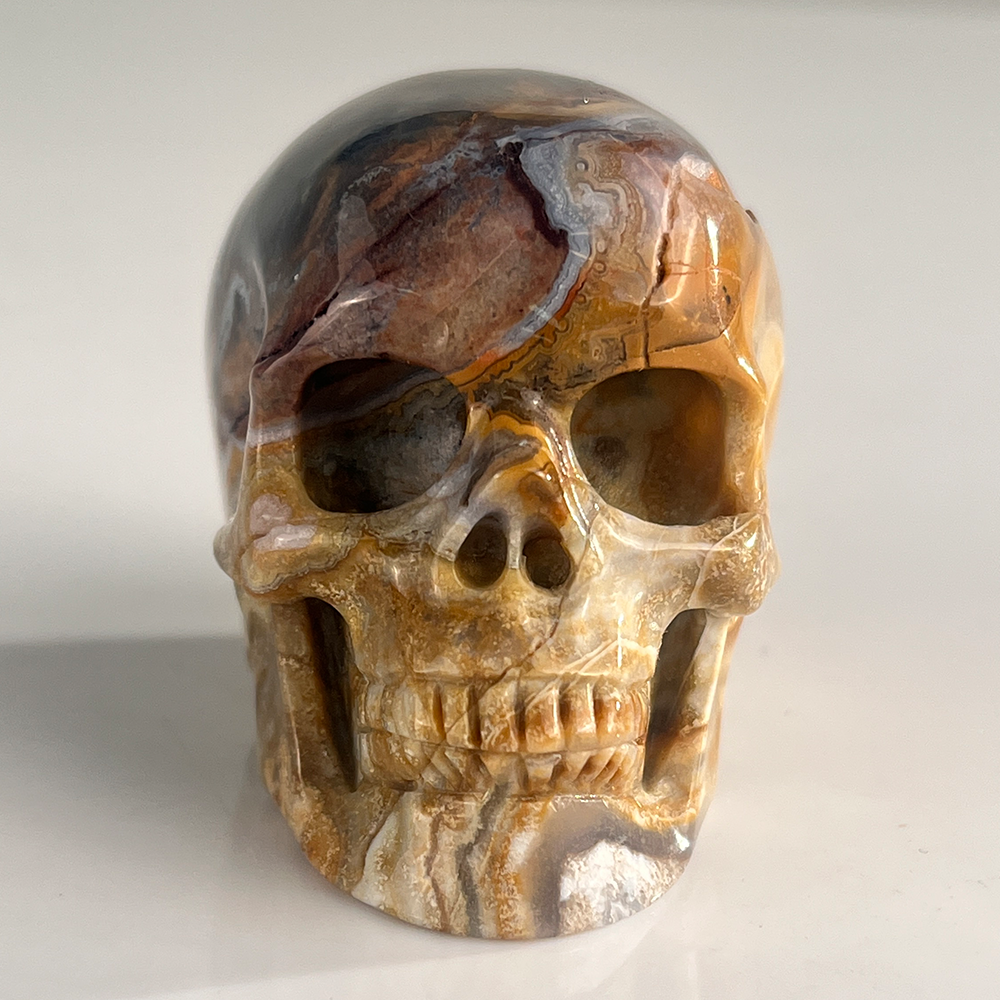 2 Inch Red Crazy Lace Agate Crystal Skull – Mini Gemstone Skull