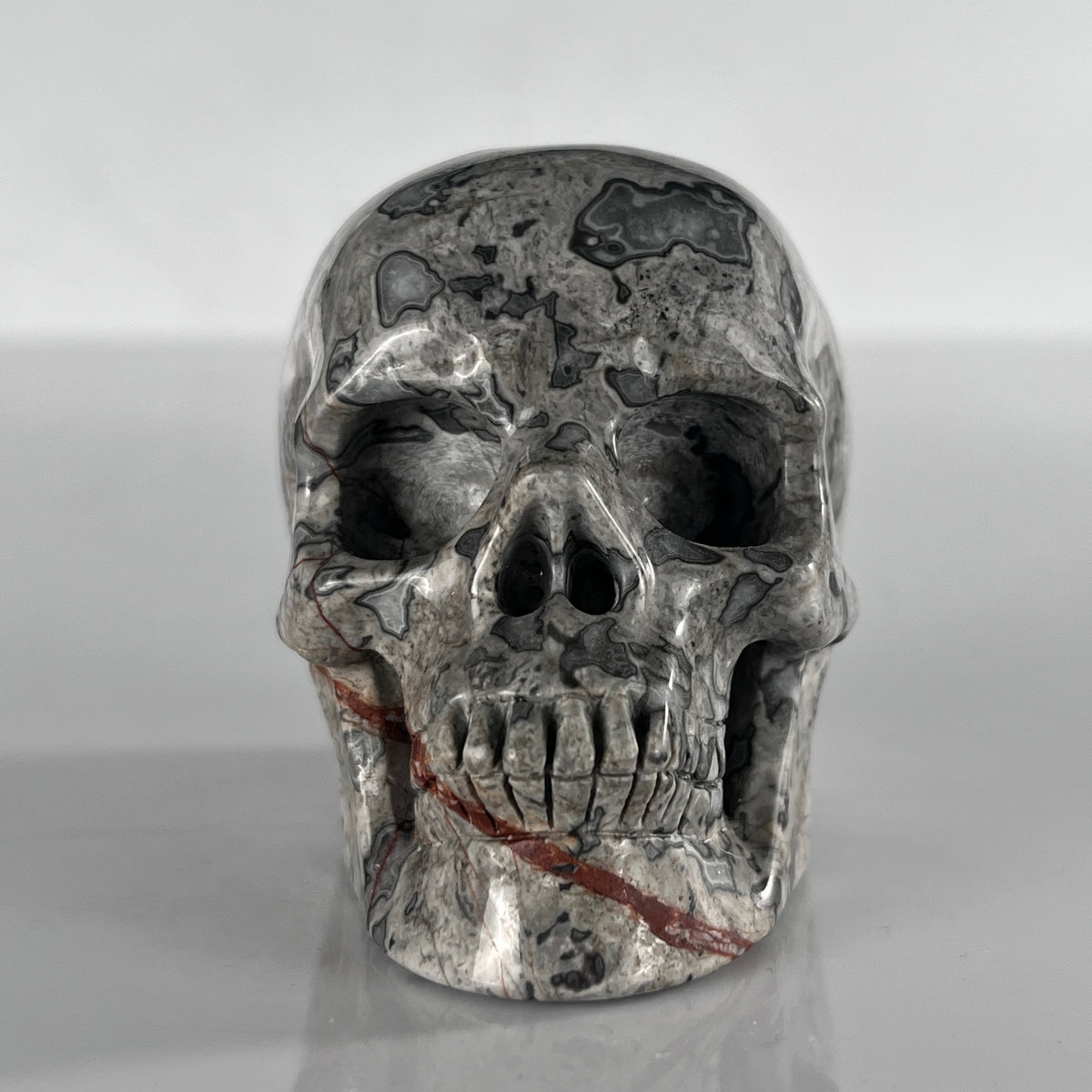 3" Grey Picture Jasper Crystal Skull- Pattern B