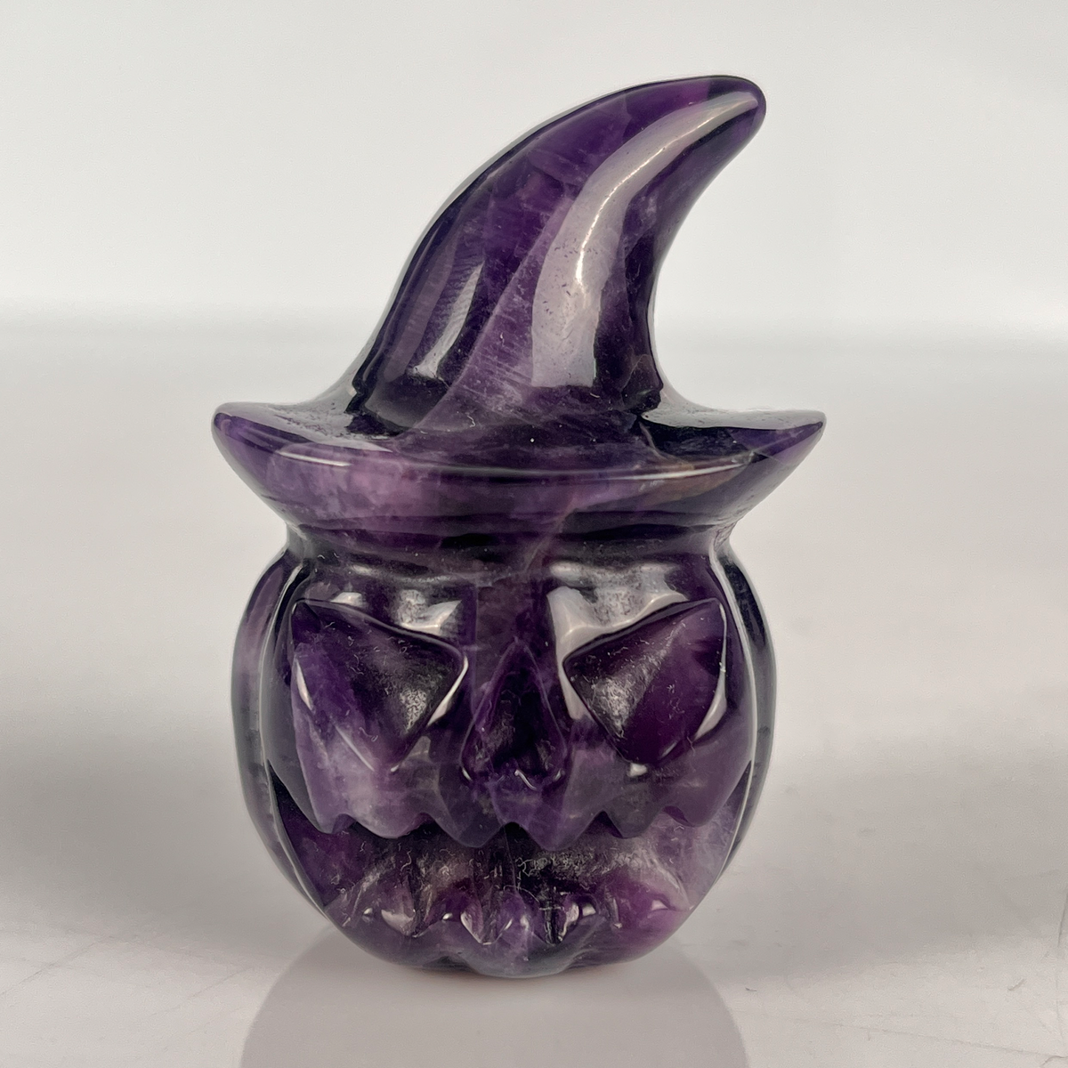 2" Dream Amethyst Pumpkin Crystal Skull - Paterrn C