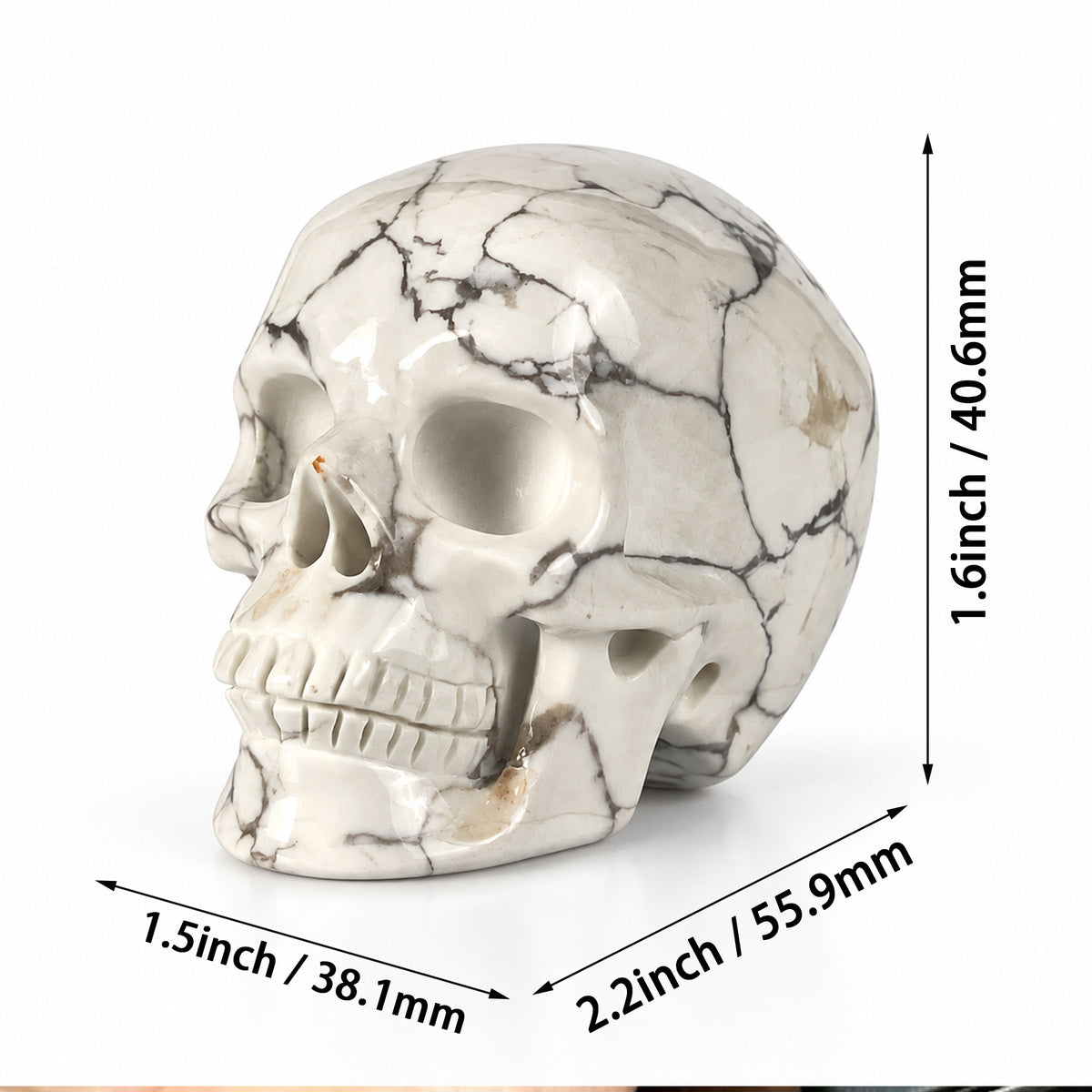 2" White Howlite Crystal Skull – Pattern B