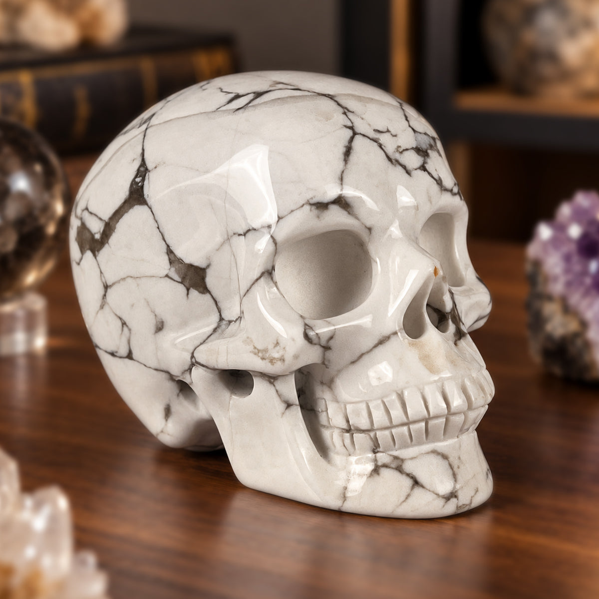 2" White Howlite Crystal Skull – Pattern B