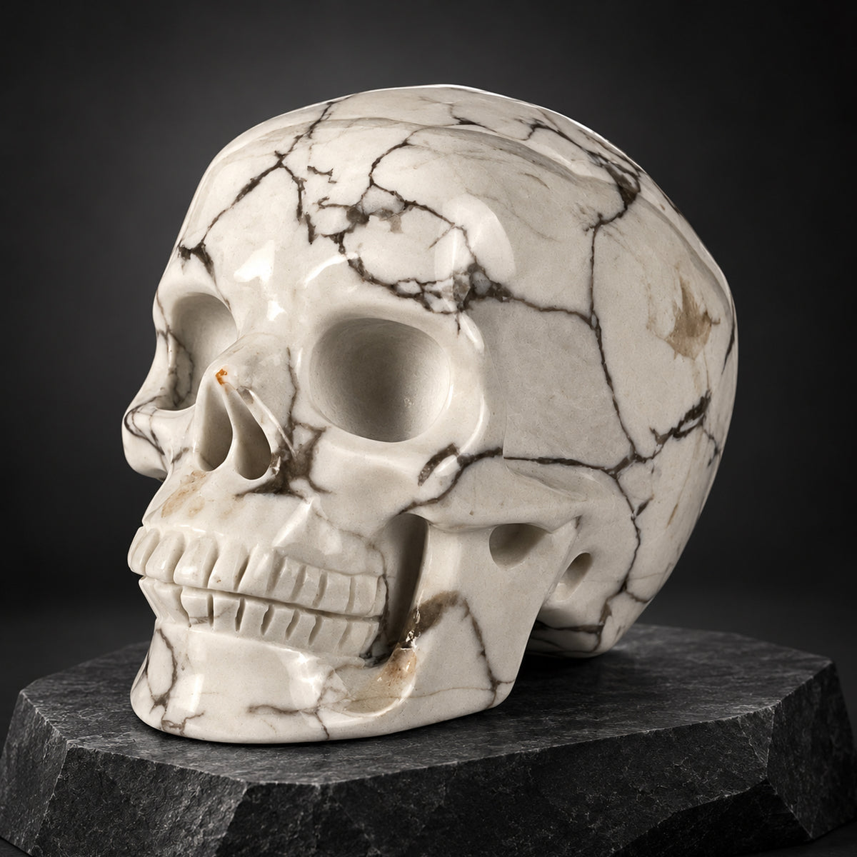 2" White Howlite Crystal Skull – Pattern B