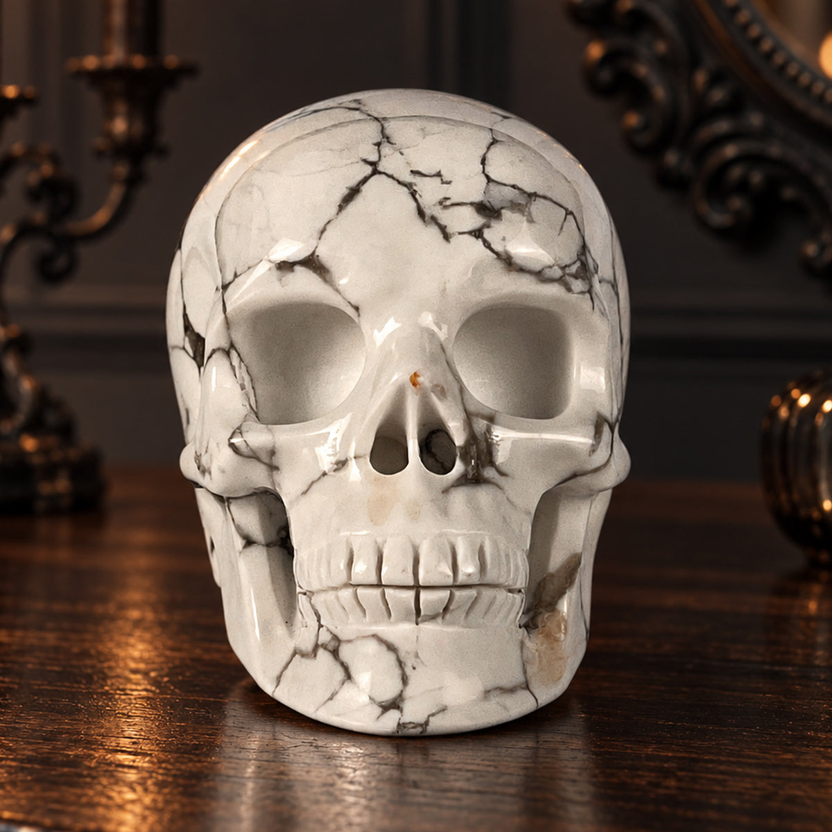 2" White Howlite Crystal Skull – Pattern B