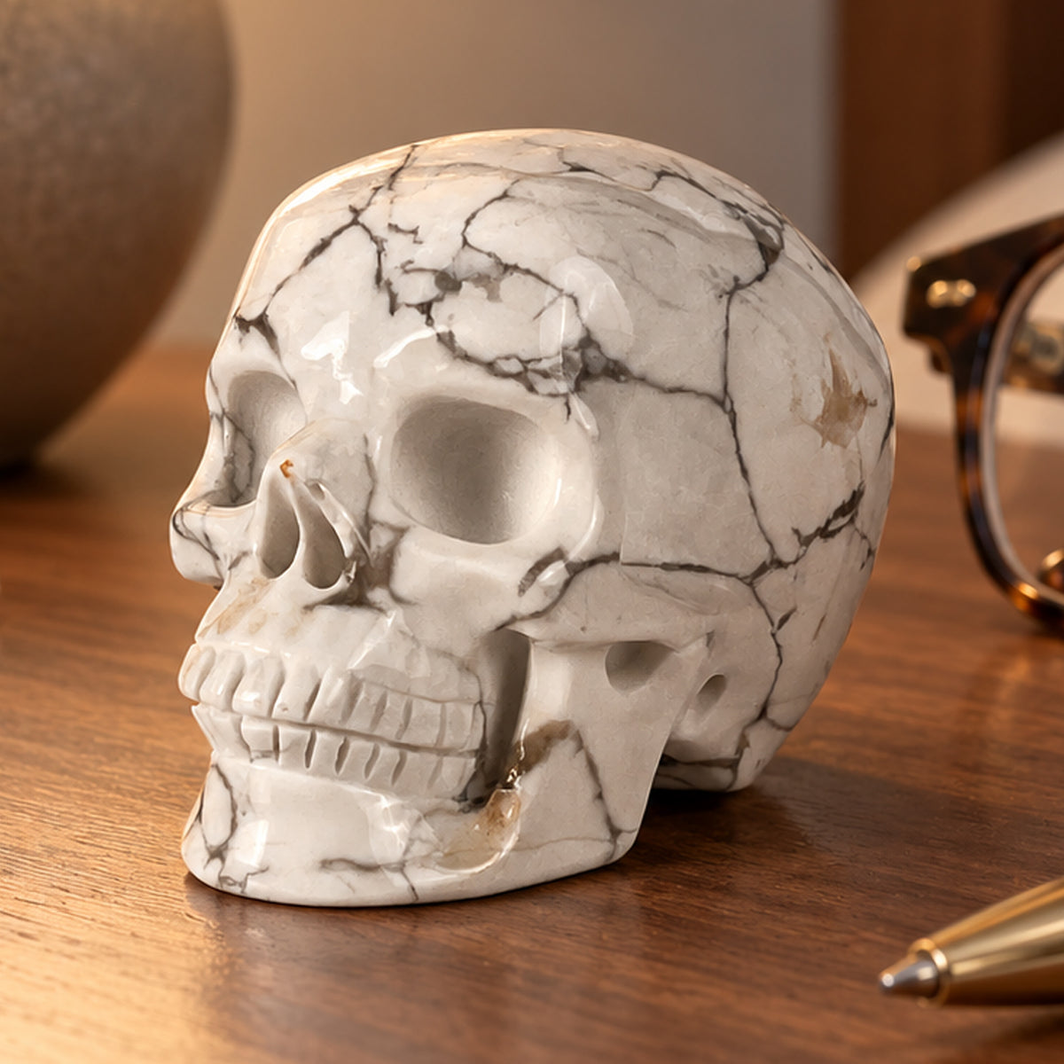 2" White Howlite Crystal Skull – Pattern B