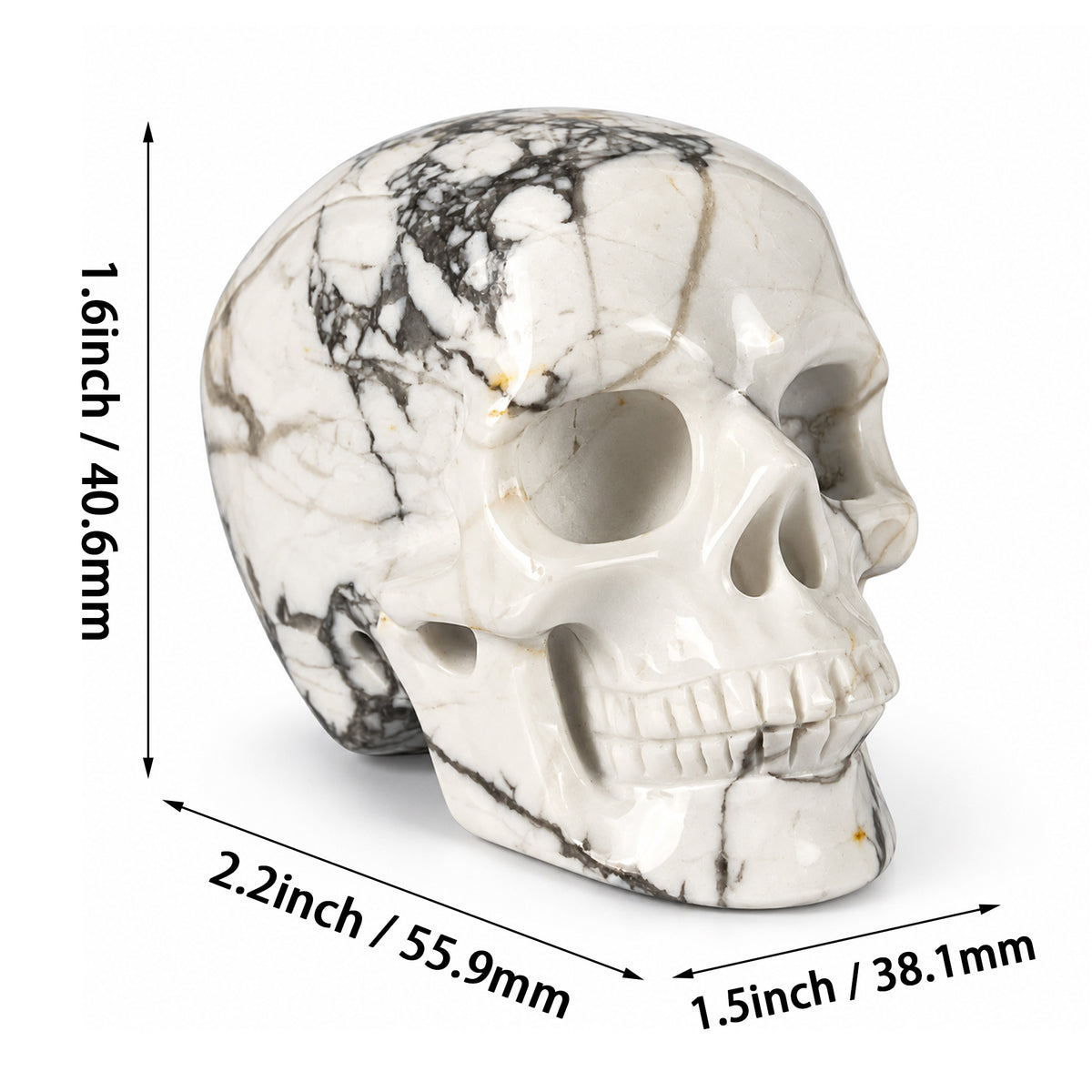 2" White Howlite Crystal Skull – Pattern C