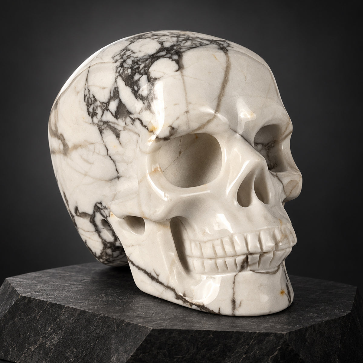 2" White Howlite Crystal Skull – Pattern C