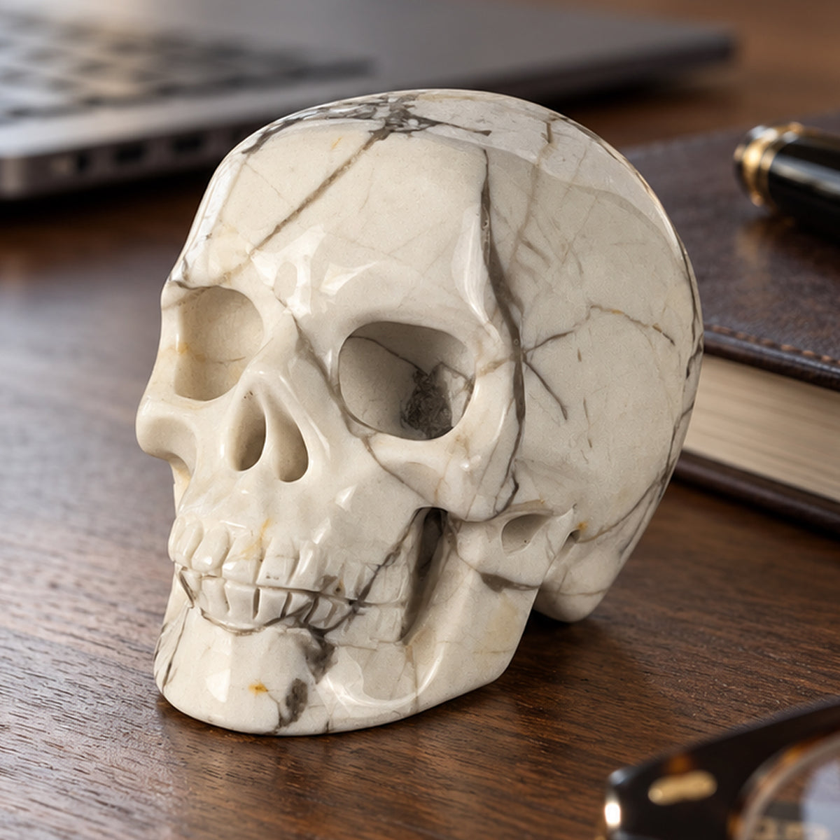 2" White Howlite Crystal Skull – Pattern C