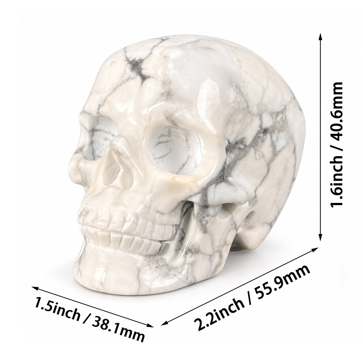 2" White Howlite Crystal Skull – Pattern E