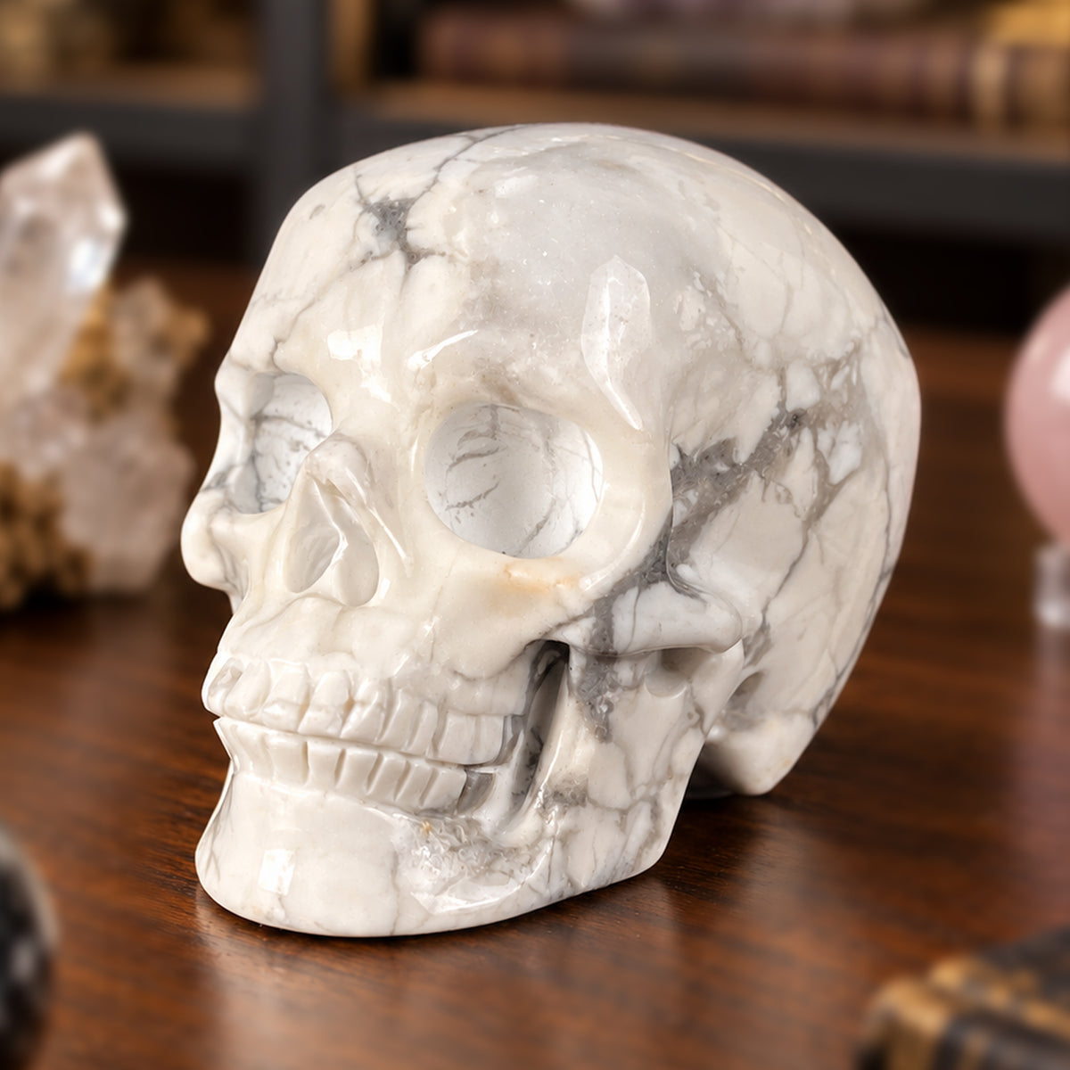 2" White Howlite Crystal Skull – Pattern E