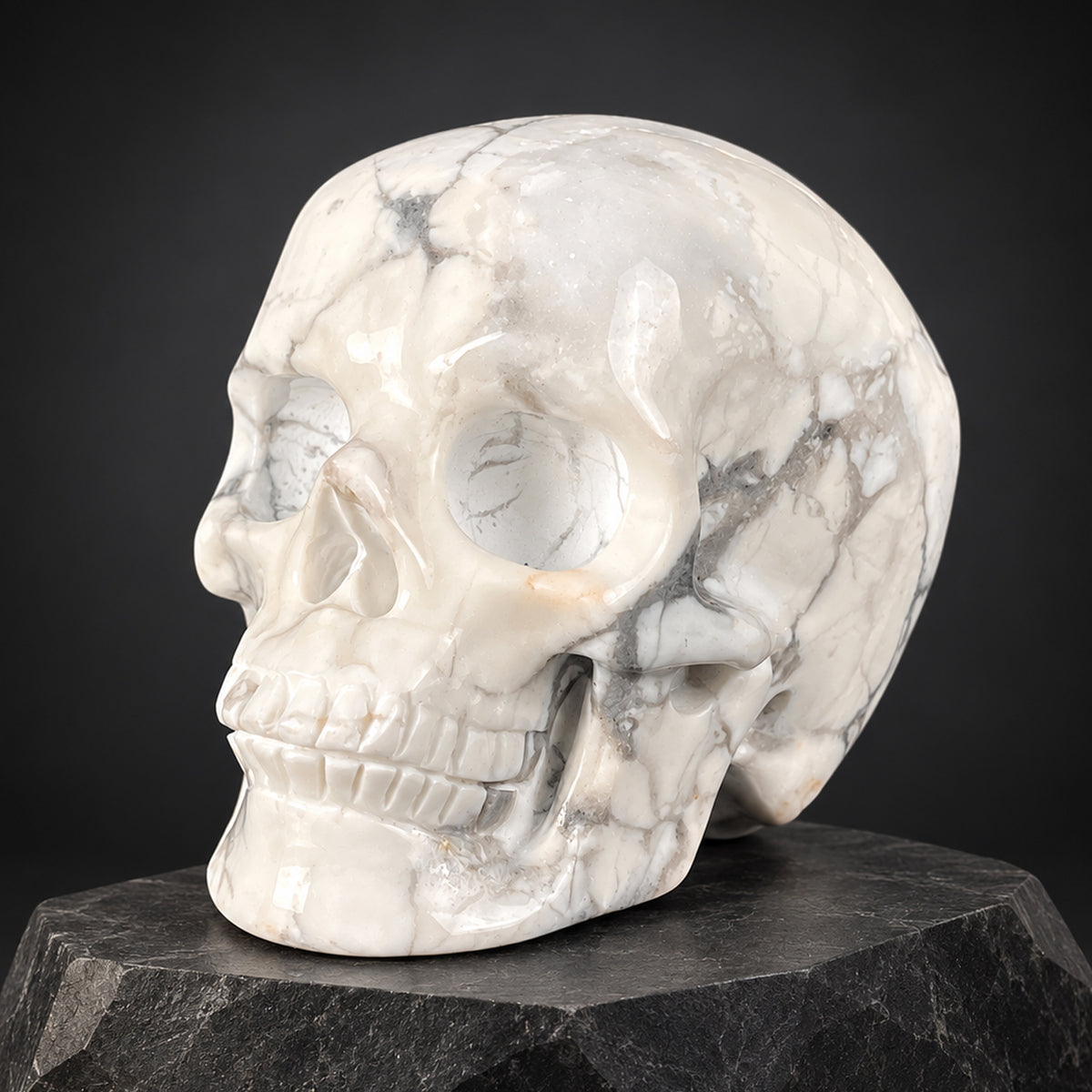 2" White Howlite Crystal Skull – Pattern E