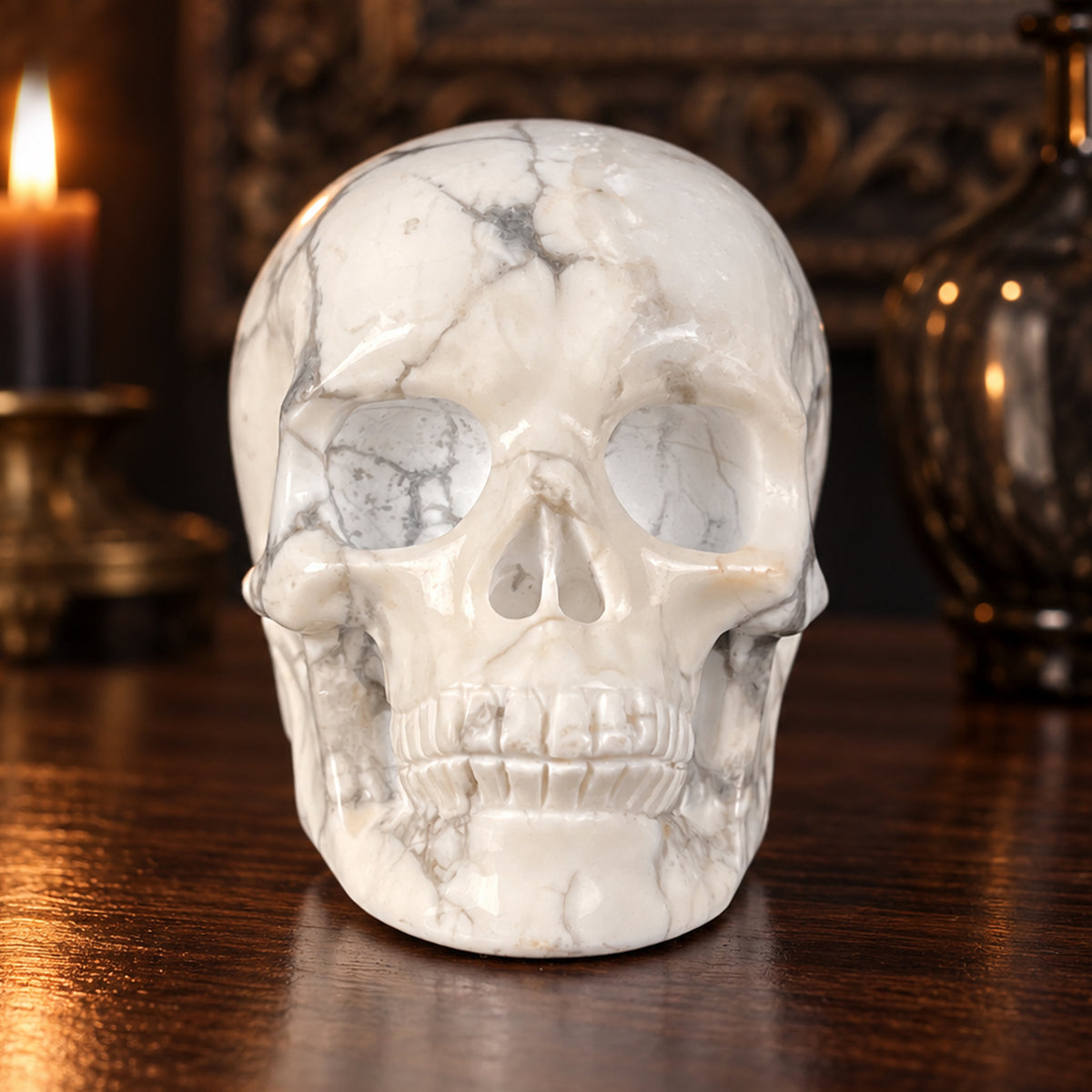 2" White Howlite Crystal Skull – Pattern E