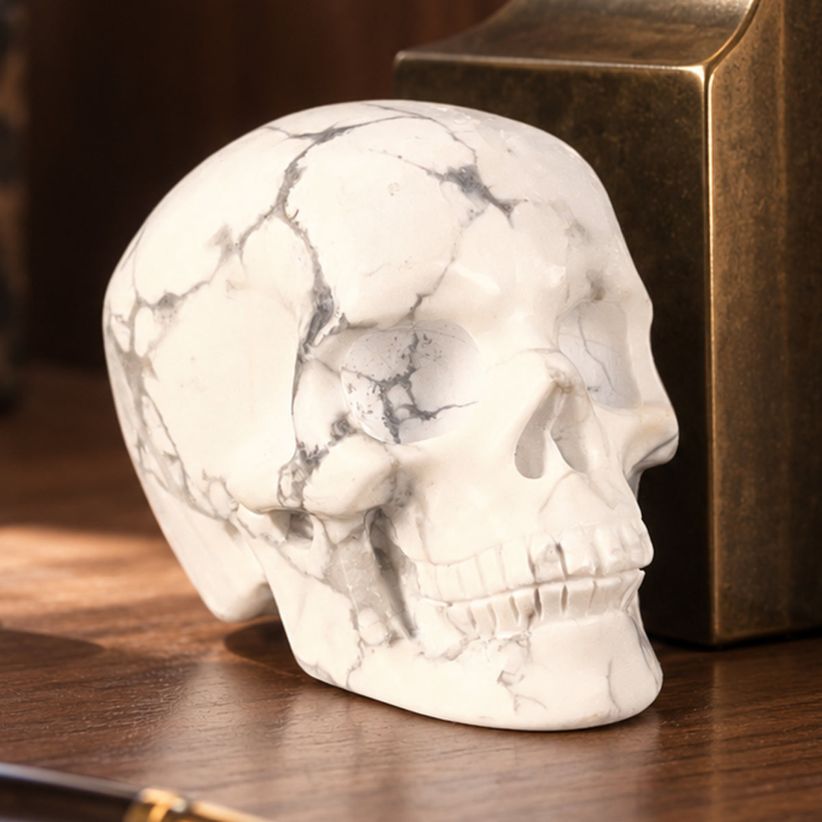2" White Howlite Crystal Skull – Pattern E