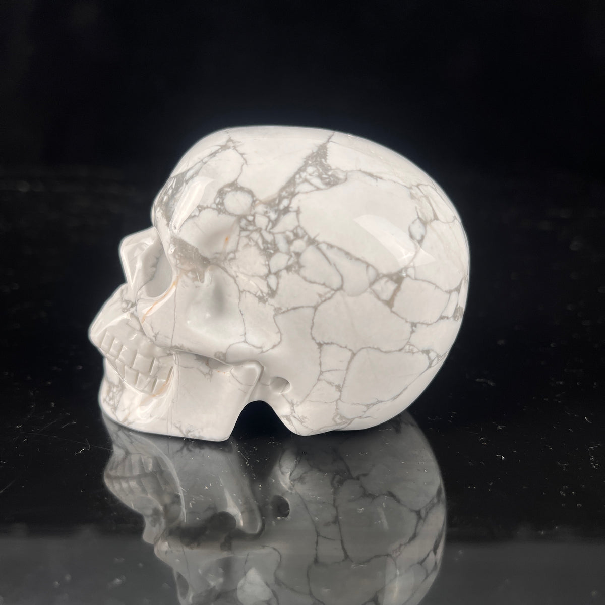 3 Inch White Howlite Crystal Skull - Pattern E